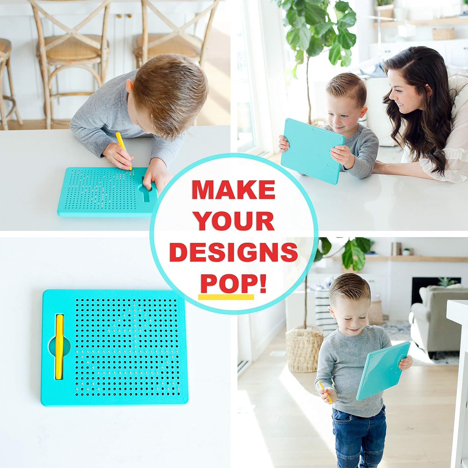 Magnet Toys Magnetic Drawing Board for Toddlers with Beads and Drawing Stylus–STEM Toy Gift for Kids 3,4,5,6,7,8 Year Old–Road Trip Activities For Kids 3-5 Fun Doodle Tablet Improves Fine Motor Skills : Toys & Games
