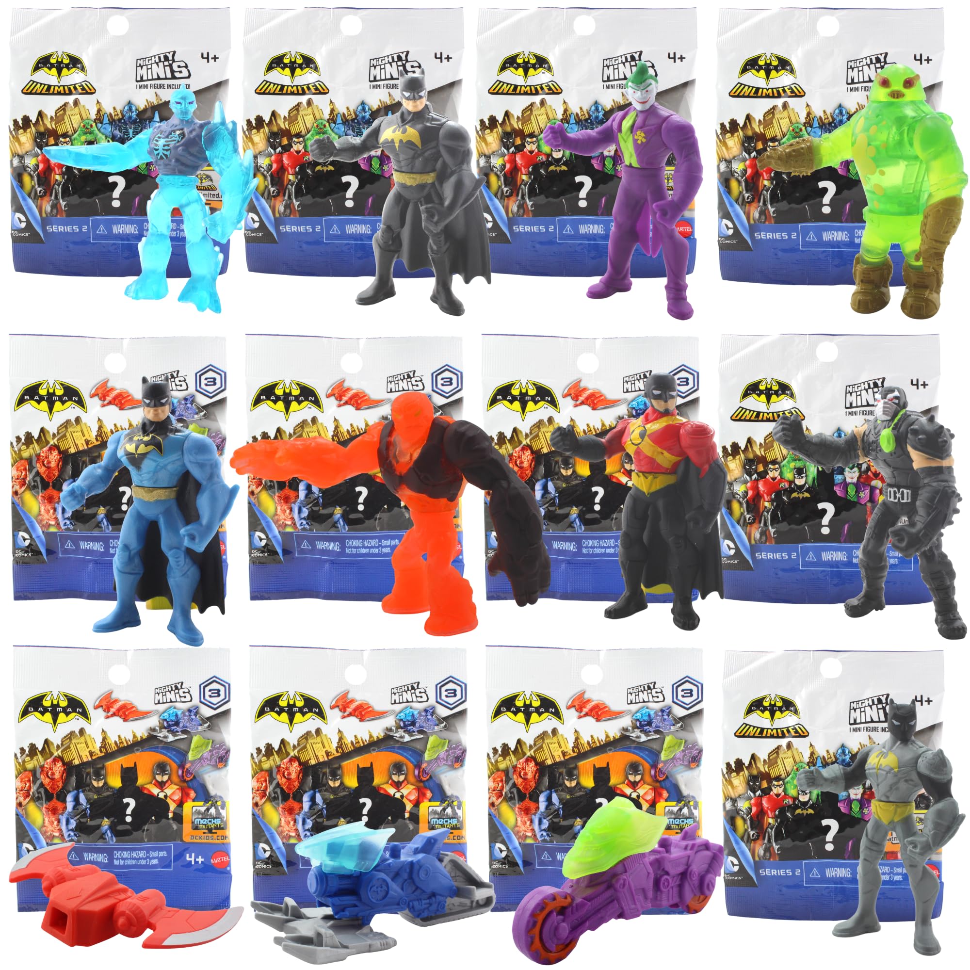 Toptoys2u Bargain BundlesBatman Mighty Mini's - Identified Blind Bag Articulated 2" 5cm Collectible Figures - Complete Set of All 12