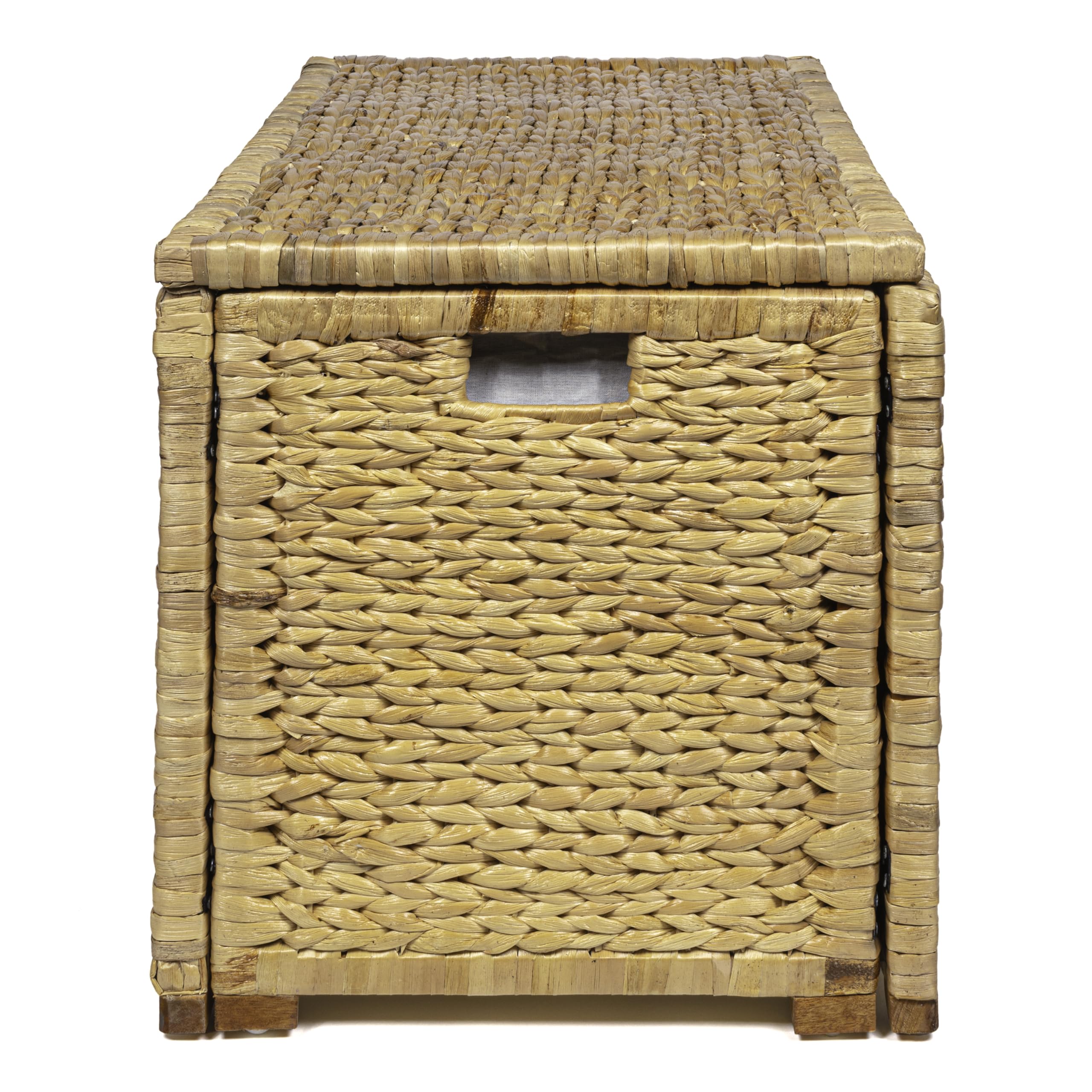 happimess HPM9005A Anada - Baúl de almacenamiento de mimbre de 30 pulgadas, marco de madera/jacinto de agua, granja, transición, costero, rústico, para oficina, dormitorio, sala de estar, dormitorio,