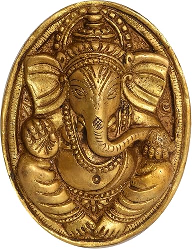 Blessing Ganesha - Colgante de pared, estatua de latón