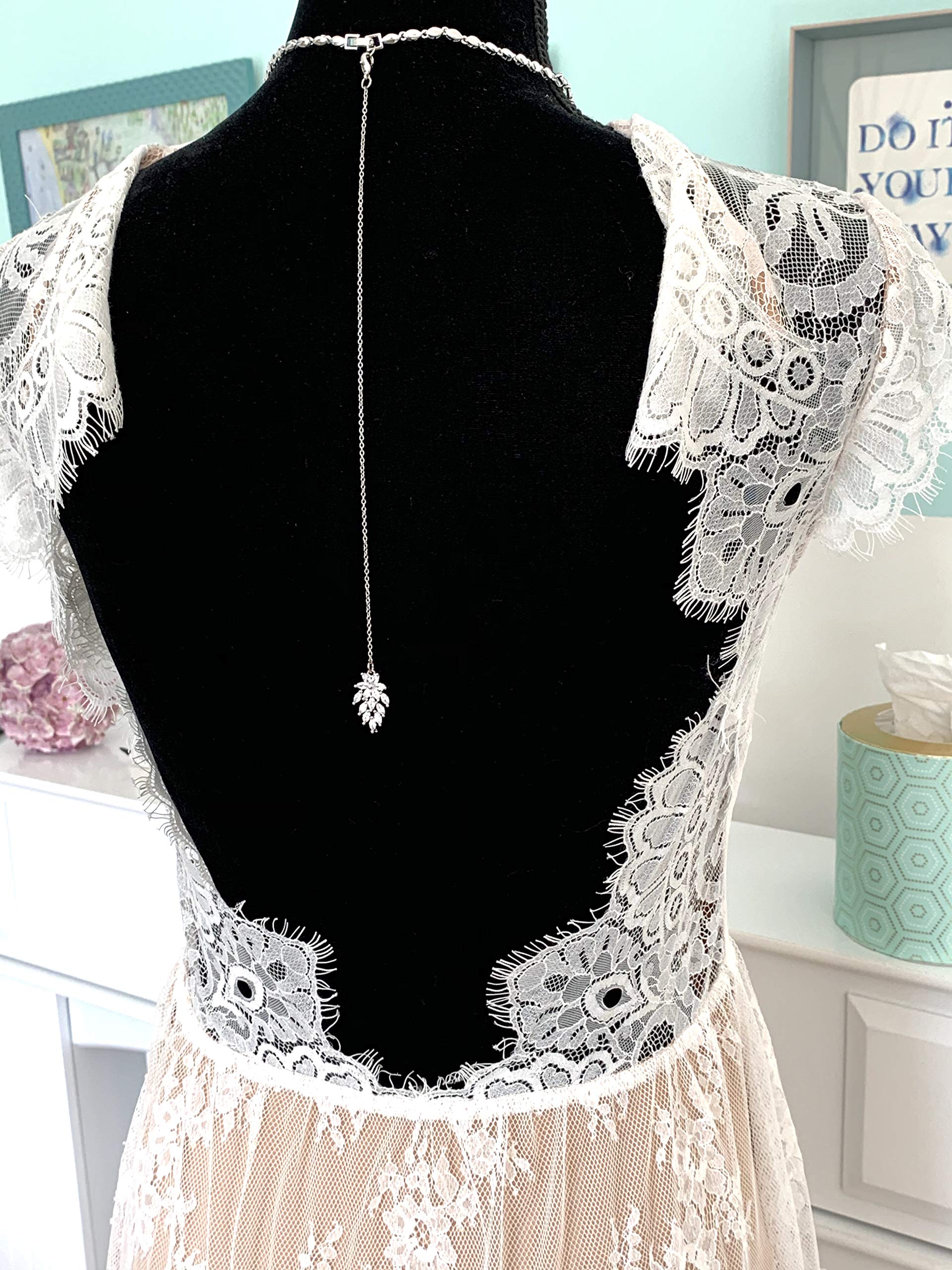 ZIRKONIA SILBER Schmuckset Brautschmuck Rückenkette Handmade dezent elegant Brautjungfer Geschenk