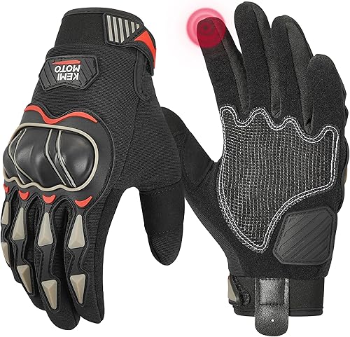 Miniatura 1 de KEMIMOTO Guantes de motocicleta para hombre, guantes de conducción con pantalla táctil con nudillos duros para deportes al aire libre en