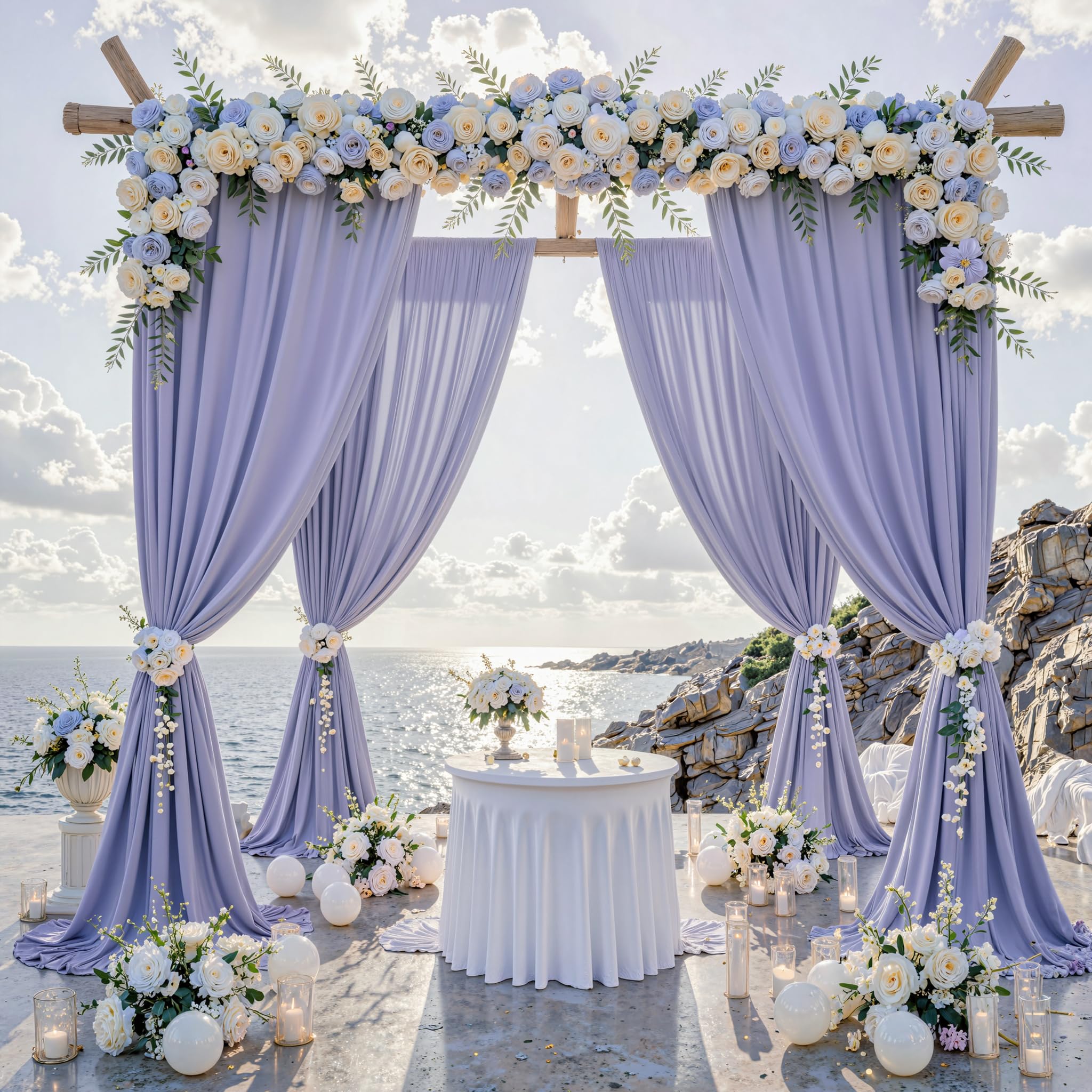 Photo 1 of 10 ft x 10 ft Wrinkle Free Lavender Backdrop Curtain for Parties, Polyester Light Purple Photo Backdrop Drapes 2 Panels 5x10ft for Baby Shower Photoshoot Wedding Birthday Party Photography Curtains