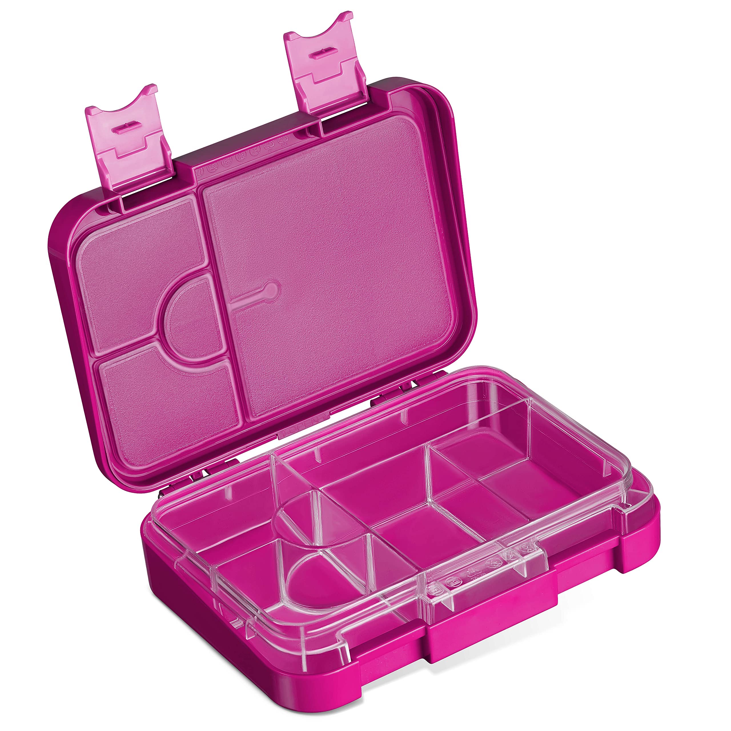 My Vesperbox – Len - Bento Box Kinder - Lunchbox mit 4+2 Fächern - extrem robust – Brotdose – Brotbox ideal für Kindergarten und Schule (Lila Regenbogen)