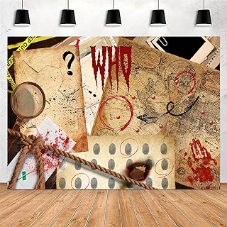 Murder Mystery Photo Backdrop Spy Detective Wall Tapestry Mystery Photography Background Clue Themed Birthday Party Decorations Banner for Teen Boys, 7x5ft