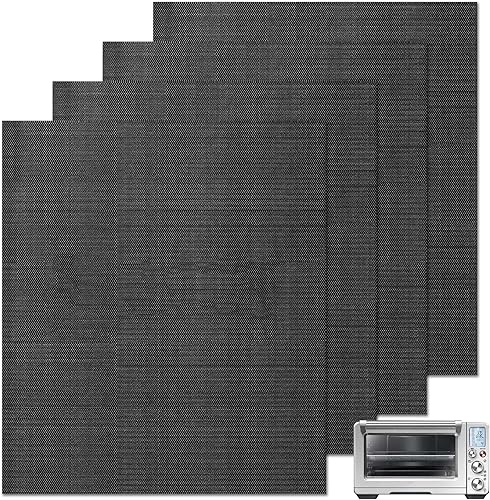 Paquete de 4 forros de horno para la parte inferior del horno, 16"x12" rectangulares precortados, reutilizables, de fibra de vidrio, resistentes al