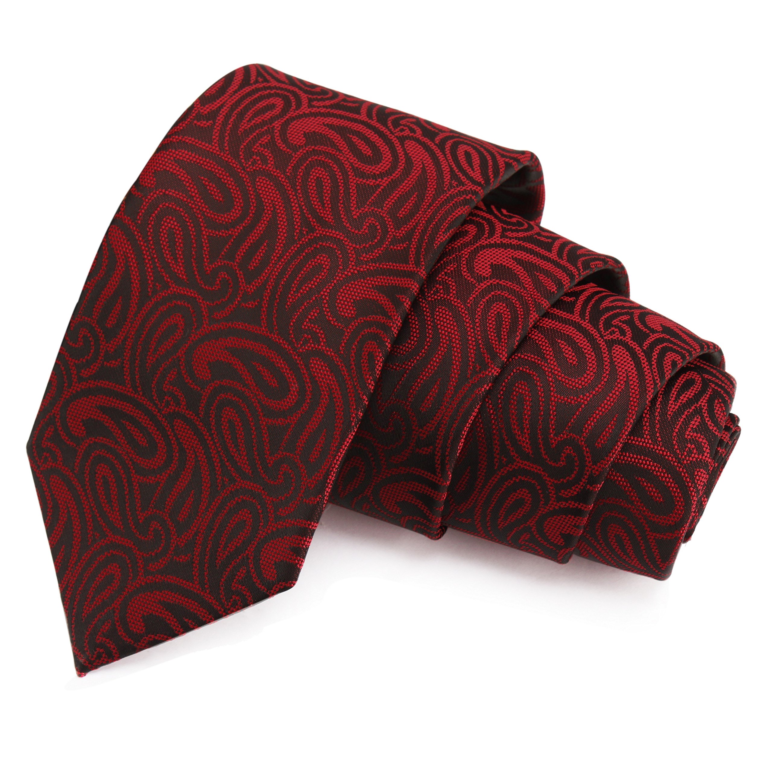 peluche Alluring Red & Black Colored Microfiber Necktie for Men-picture-39