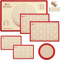 Vista 1 de Juego de 6 alfombrillas de silicona para hornear, antiadherentes, reutilizables, para hacer macarrones, pizzas, galletas, pasteles, pan, bollos
