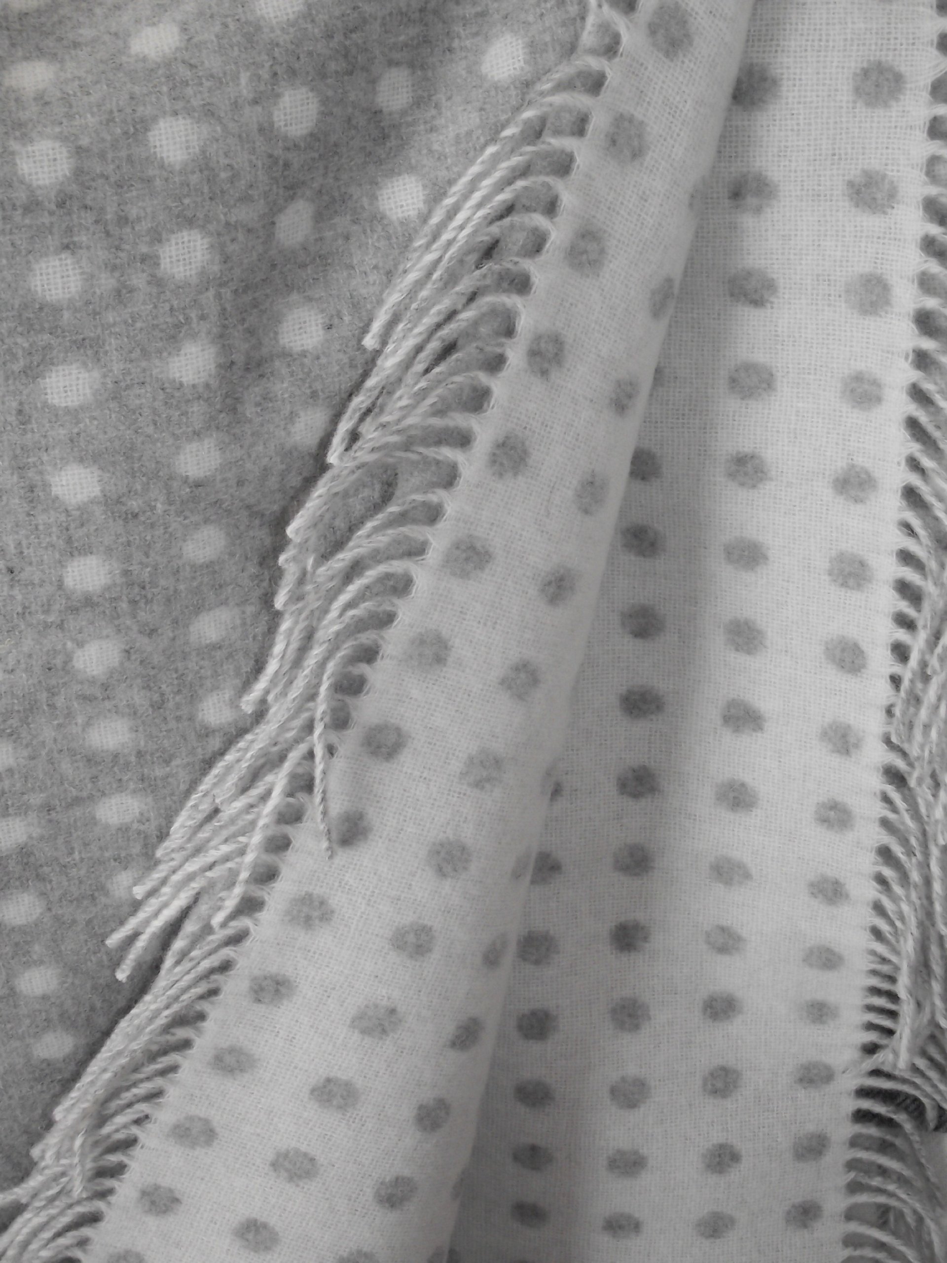 Bronte Prestige Grey & white spot Lambswool blanket
