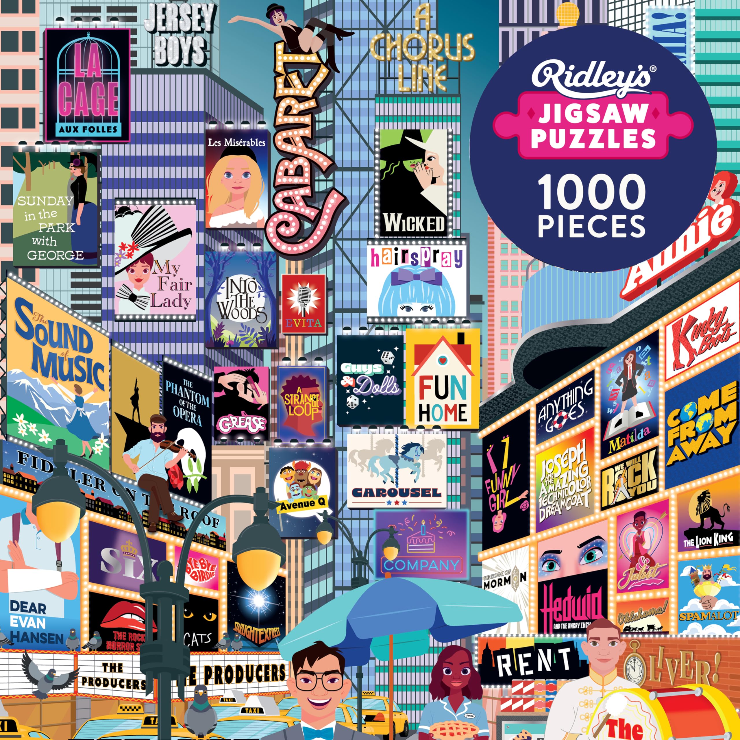 Ridley's: 50 Must-See Musicals Bucket List 1000-Piece Puzzle|Unique Graphics of Popular Broadway Musicals in New York City|Room Décor After Completion|Great Gift for Musical Lovers