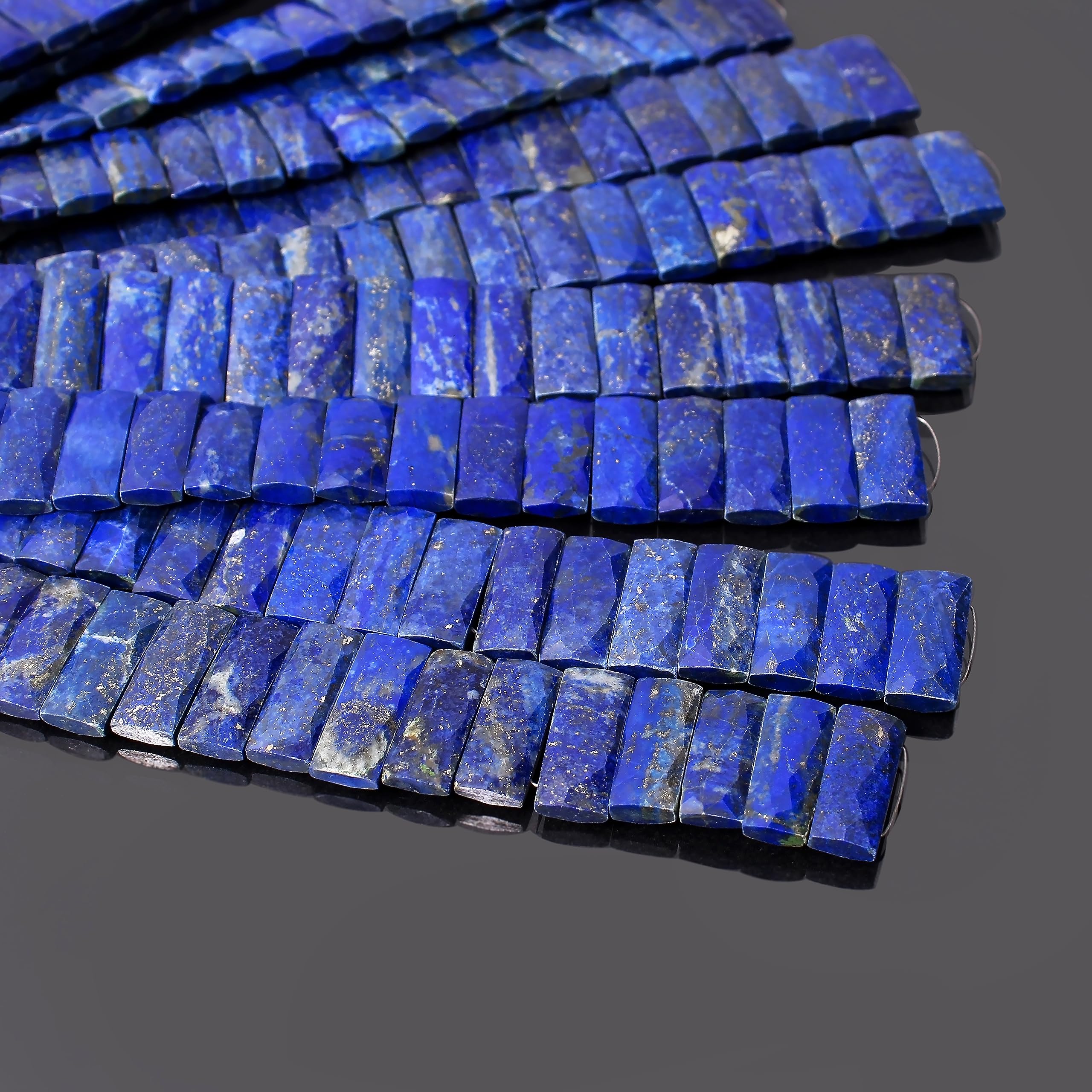 Amazon.co.jp: GemsValley ラピスラズリ 長方形ビーズ ダブル