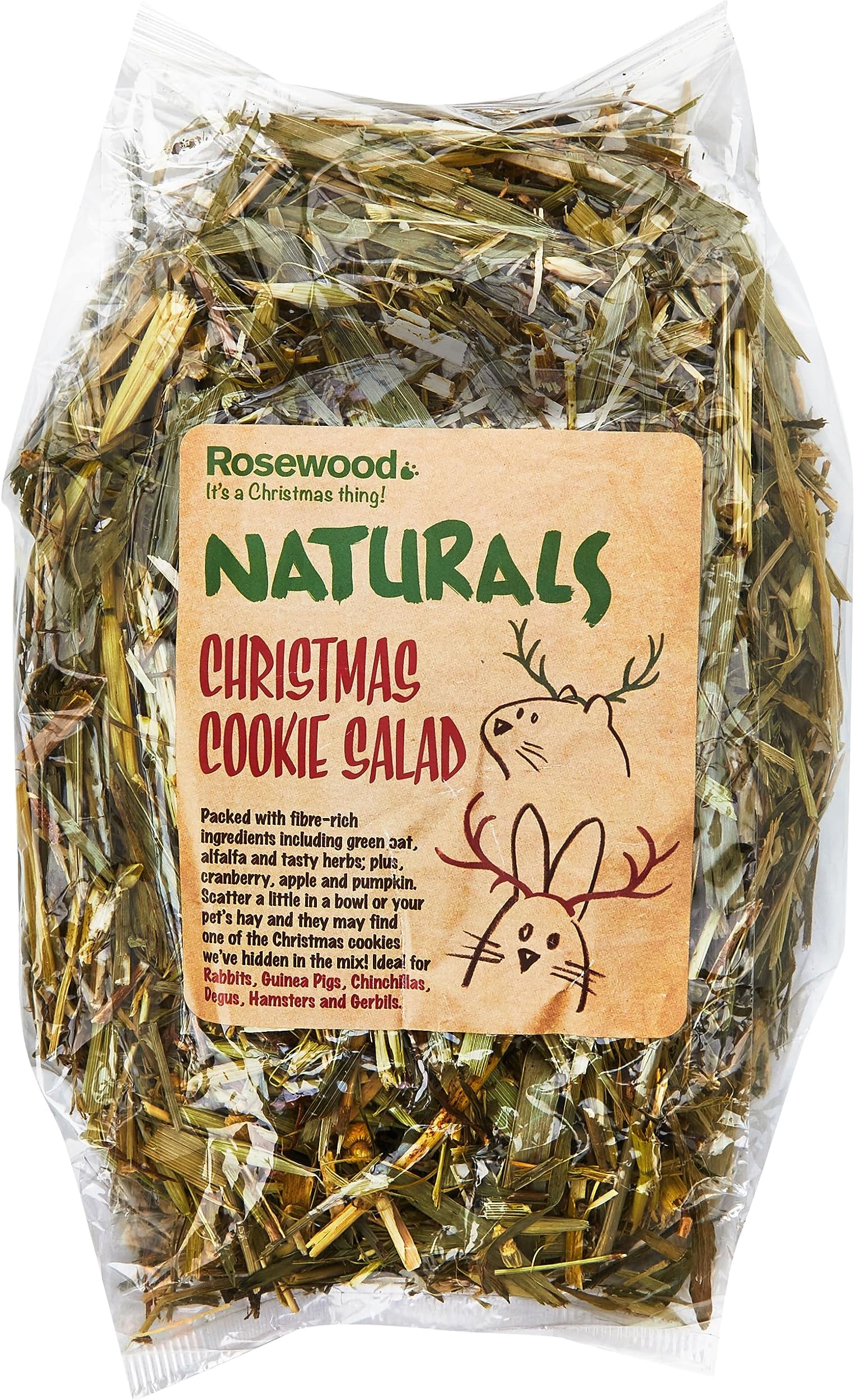 Rosewood Naturals Christmas Cookie Salad, Rabbit Treats & Small Animal Treats, 120g