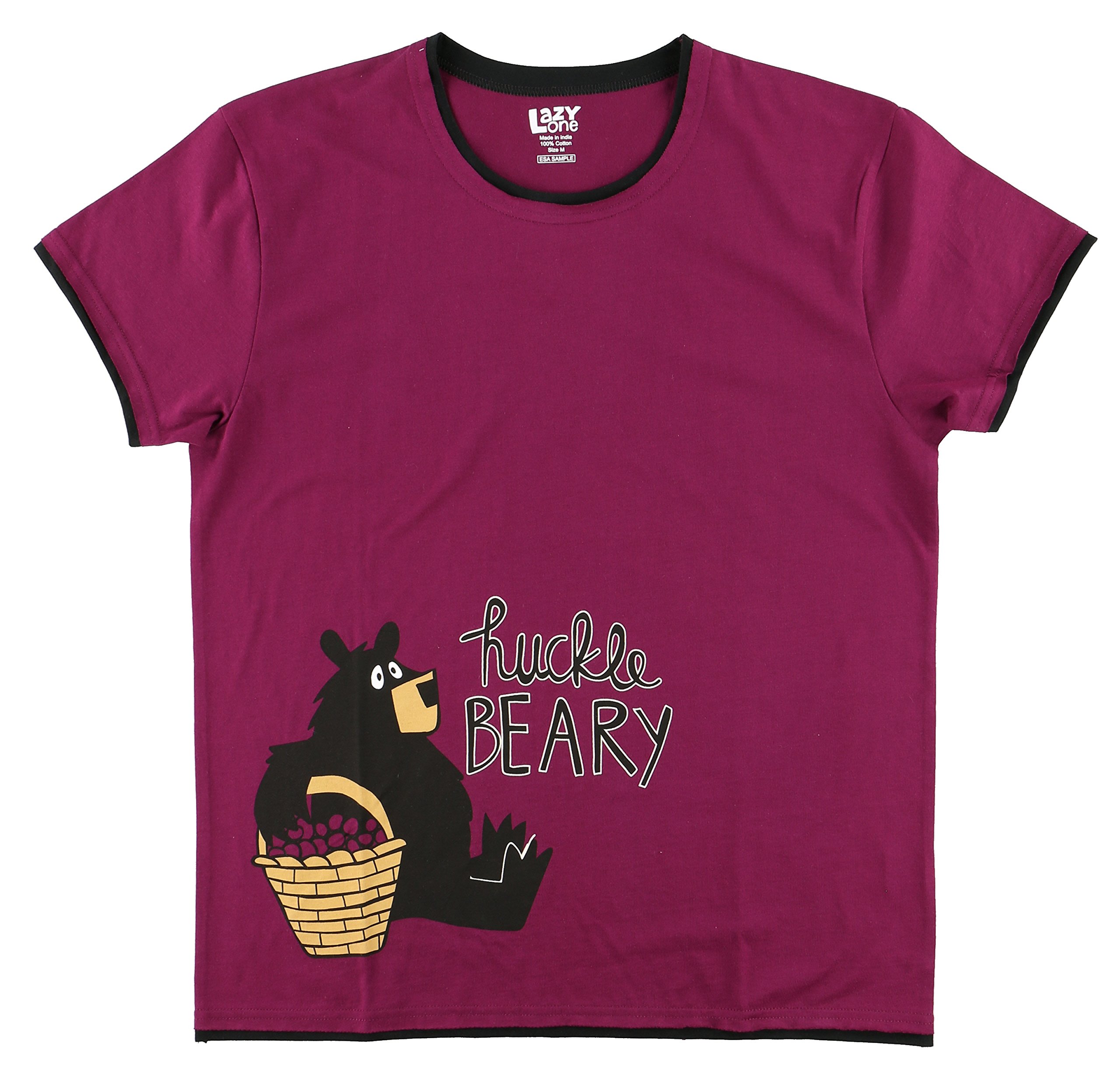 Lazy OneWomen's Pajama Set, Short Sleeves with Cute Prints, Relaxed Fit, Bear and Moose Prints