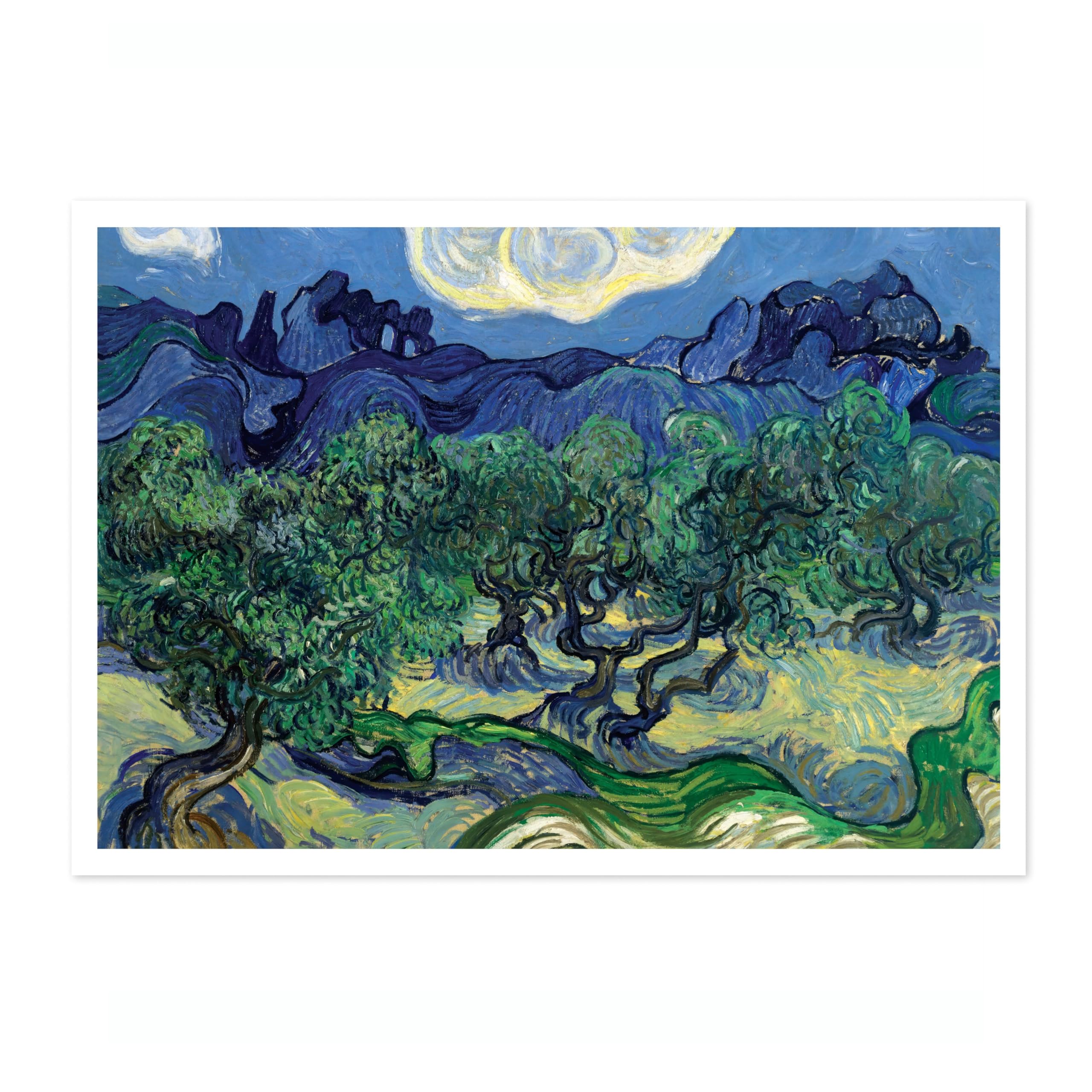 Animato The Olive Trees Vincent Van Gogh Print, Classic Famous Oil Painting Print, Modern Art Exhibition, Home Decor Wall Art, Archival Matte, A3 (Print Only) - 42x29.7cm