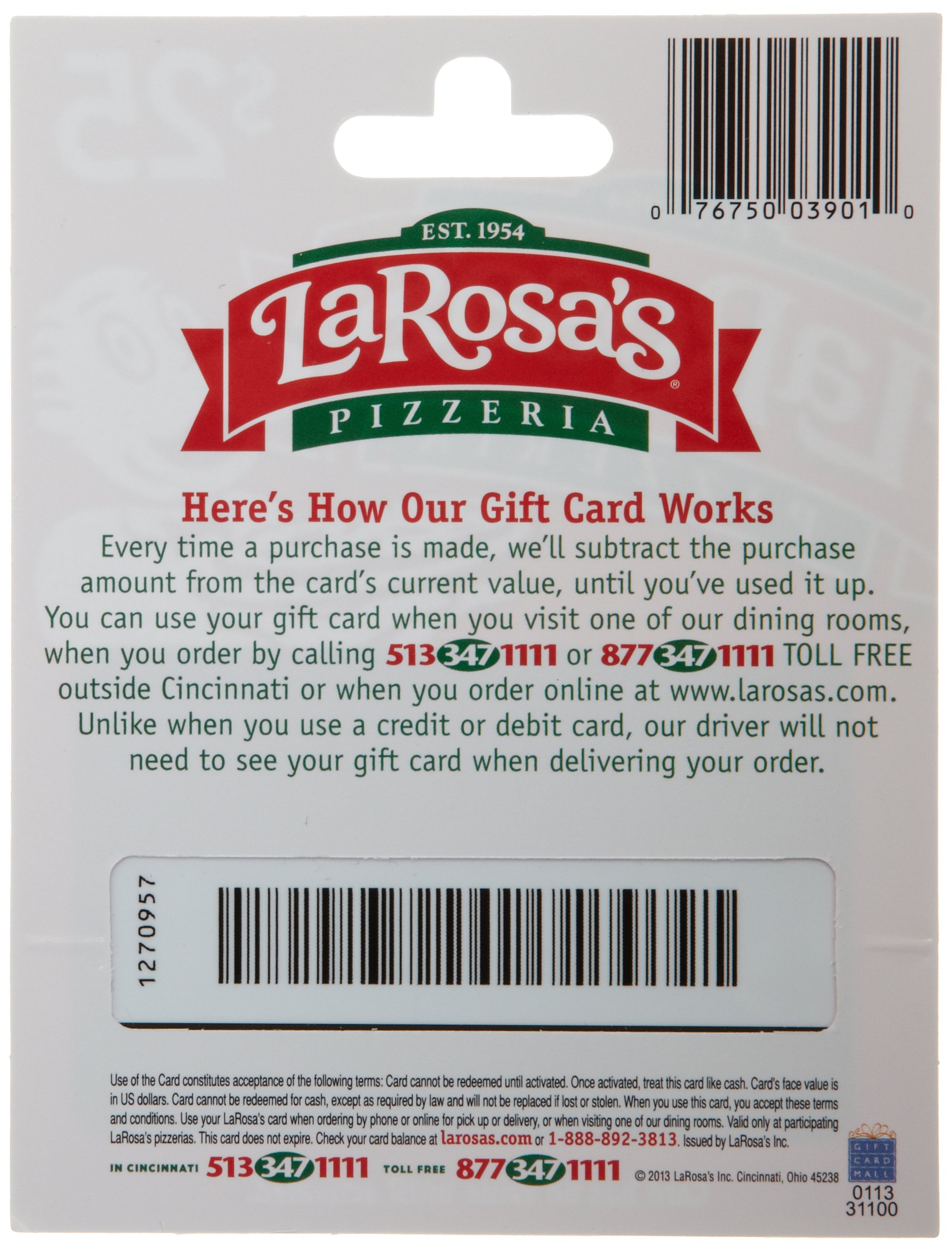 Amazon.com: Larosa's Pizzeria Gift Card $25 : Gift Cards