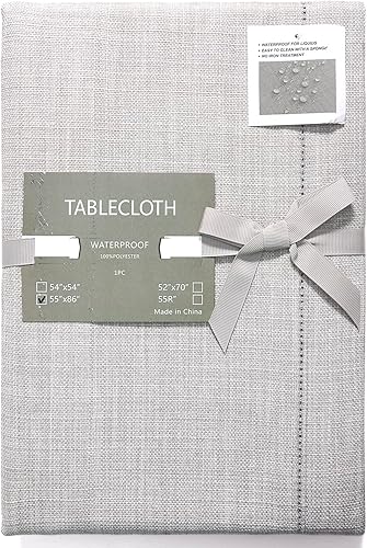 Miniatura 7 de EFFICINATURE Mantel rectangular de lino con vainica de 52 x 70 pulgadas, impermeable, resistente a las arrugas, lavable, para cocina, comedor,