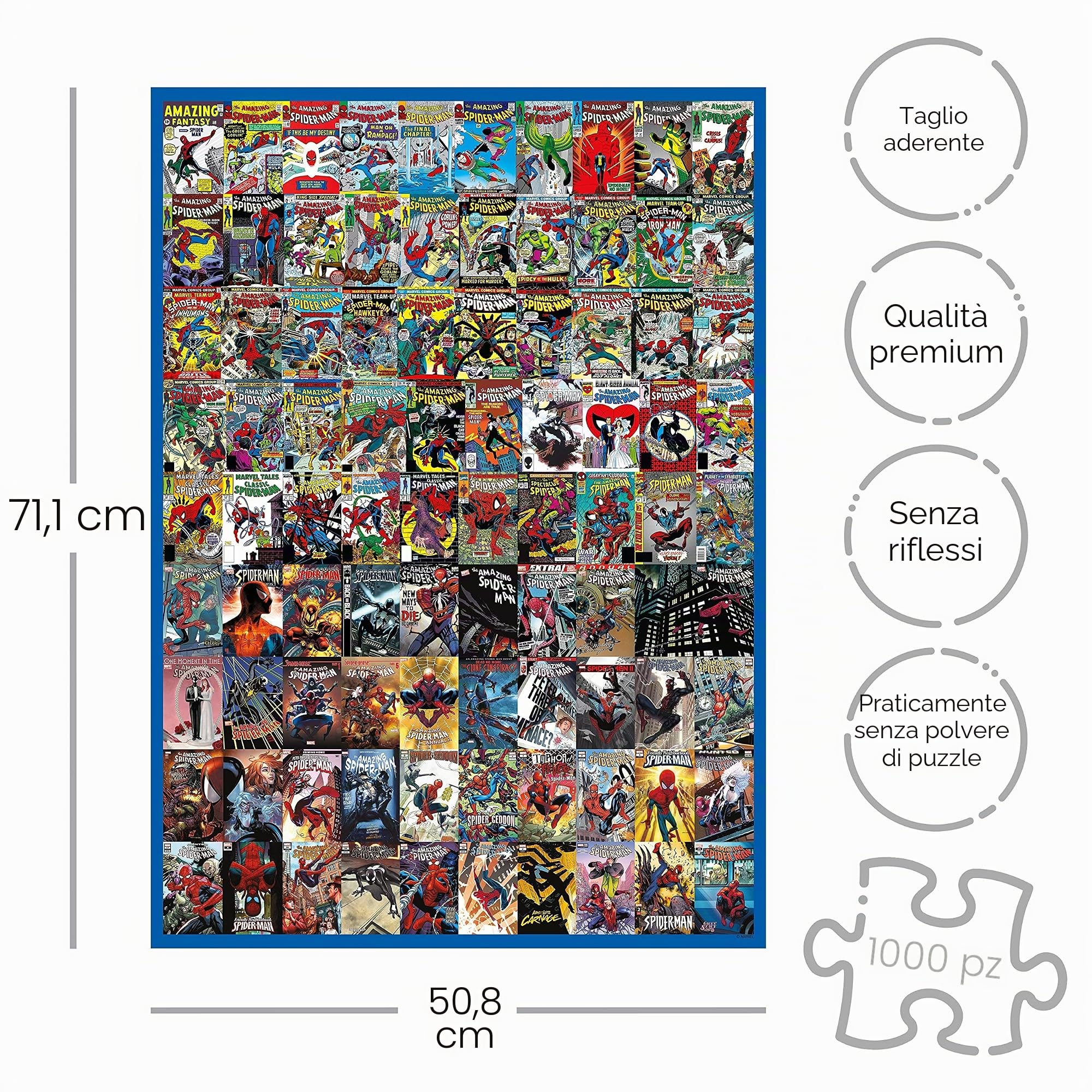AQUARIUS Puzzle Marvel Spider-Man (puzzle da 1000 pezzi) - Senza abbagliamento - Vestibilità di precisione - Merchandise e oggetti da collezione con licenza ufficiale Marvel - 50,8 x 71,1 cm