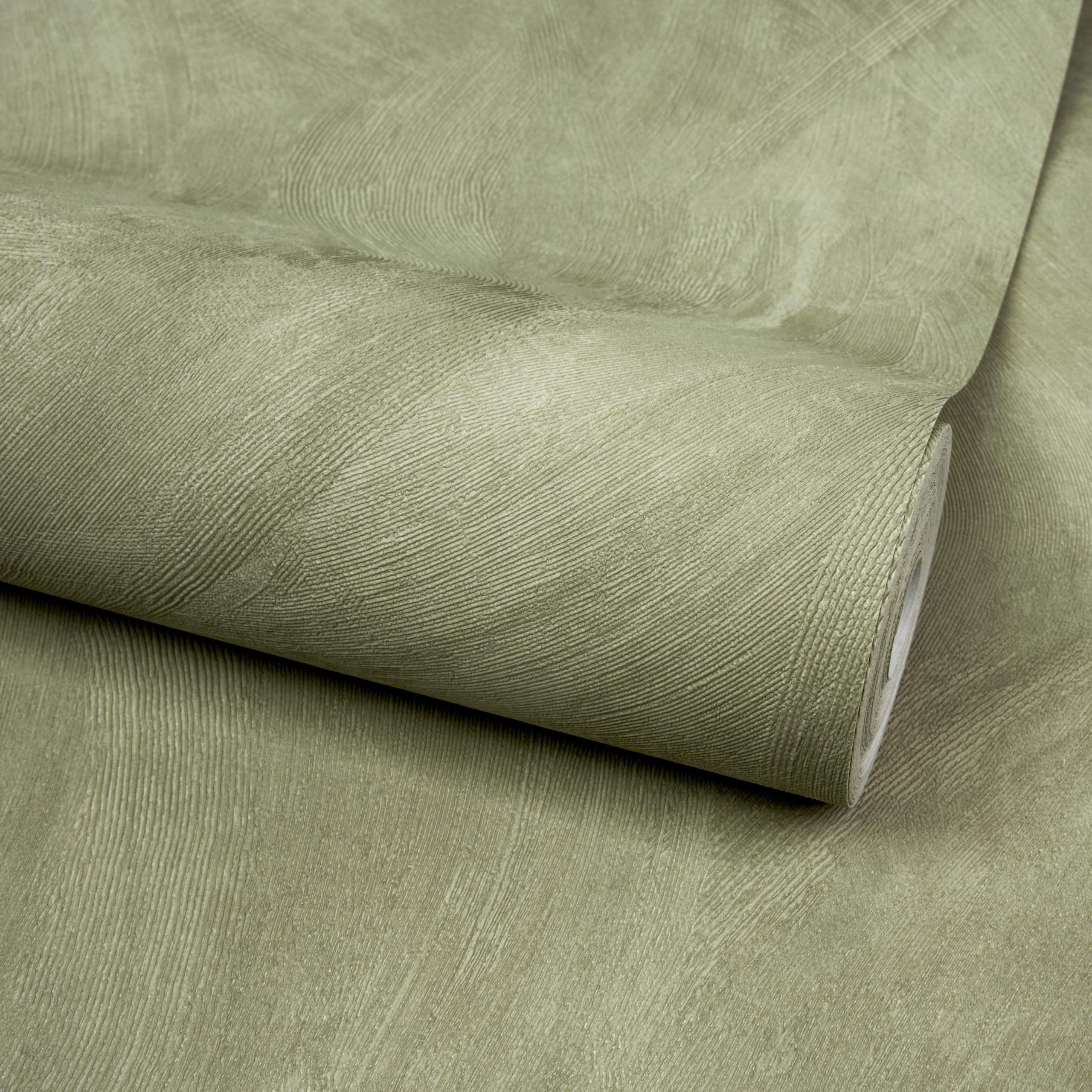 Grandeco Green Serra Rustic Limewash Chalk Paint Distressed Plaster Effect Textured Wallpaper,