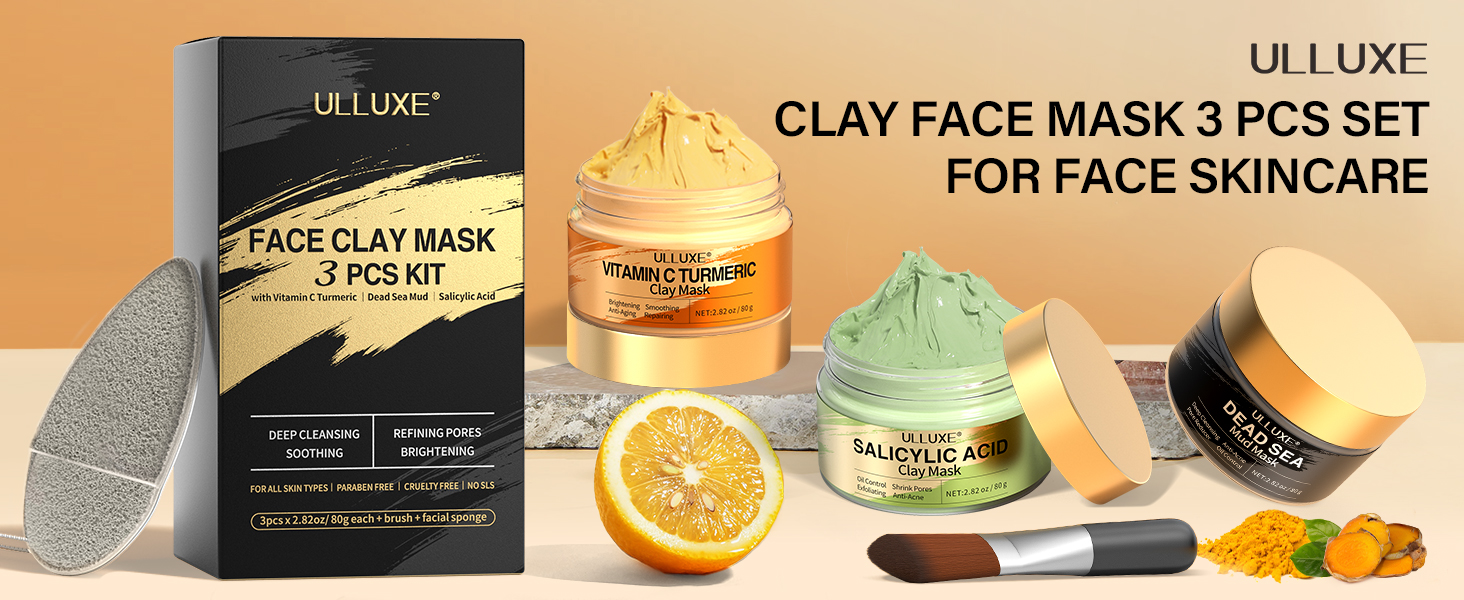 Amazon.com : Facial Clay Mask Set - Vitamin C Turmeric Face Mask