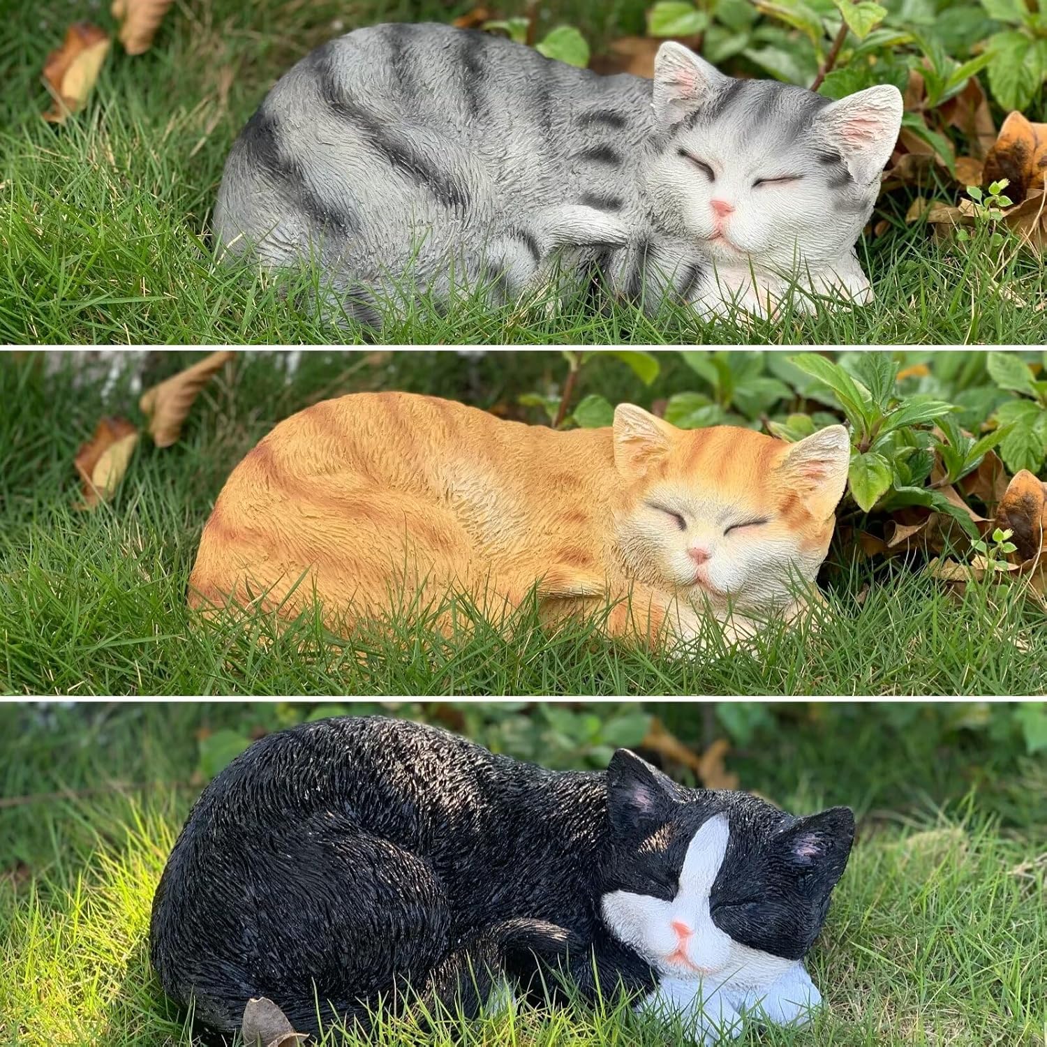 Garden Decor Cat Statue Outdoor Statue, Cat Figurines Garden Statues & Sculpture Decoration, Sleeping Cat Statue Decor for Patio, Porch and Lawn, Cat Gifts for Cat Lover and Women, Cat Memorial Stone - Image 4