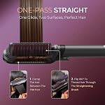 Brosse de lissage des cheveux et fer plat 2 en 1 - TYMO FLIPRO 200M Brosse de redressage des ions pour les femmes, Peigne chaude double tension en céramique pour les droites anti-friss, Tirage minimal, Moins de dommages à la chaleur, Noir
