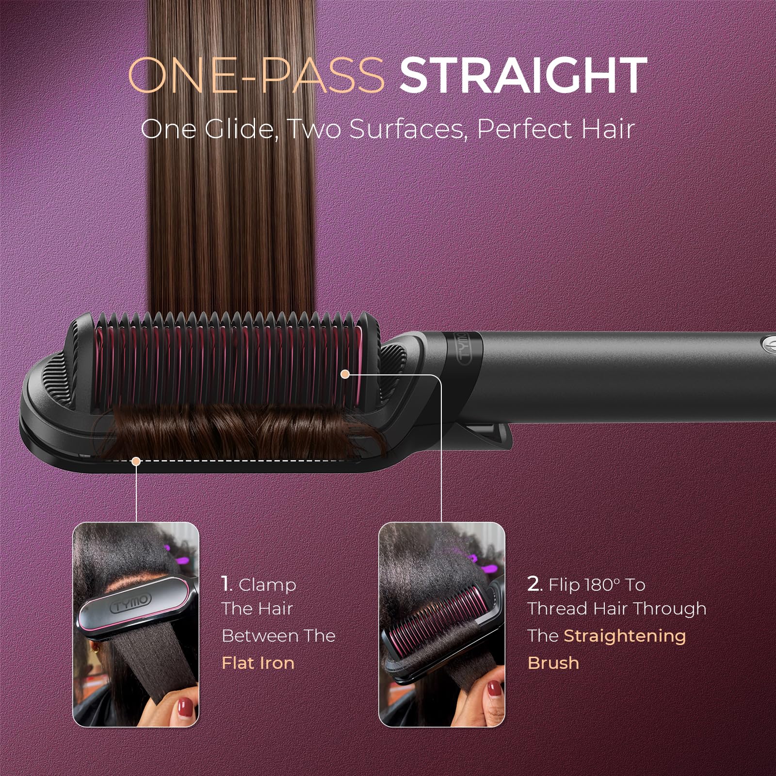 TYMO Flat Iron Brush - 2 in 1 Straightener -3 TYMO Flat Iron Brush - 2 in 1 Straightener -3