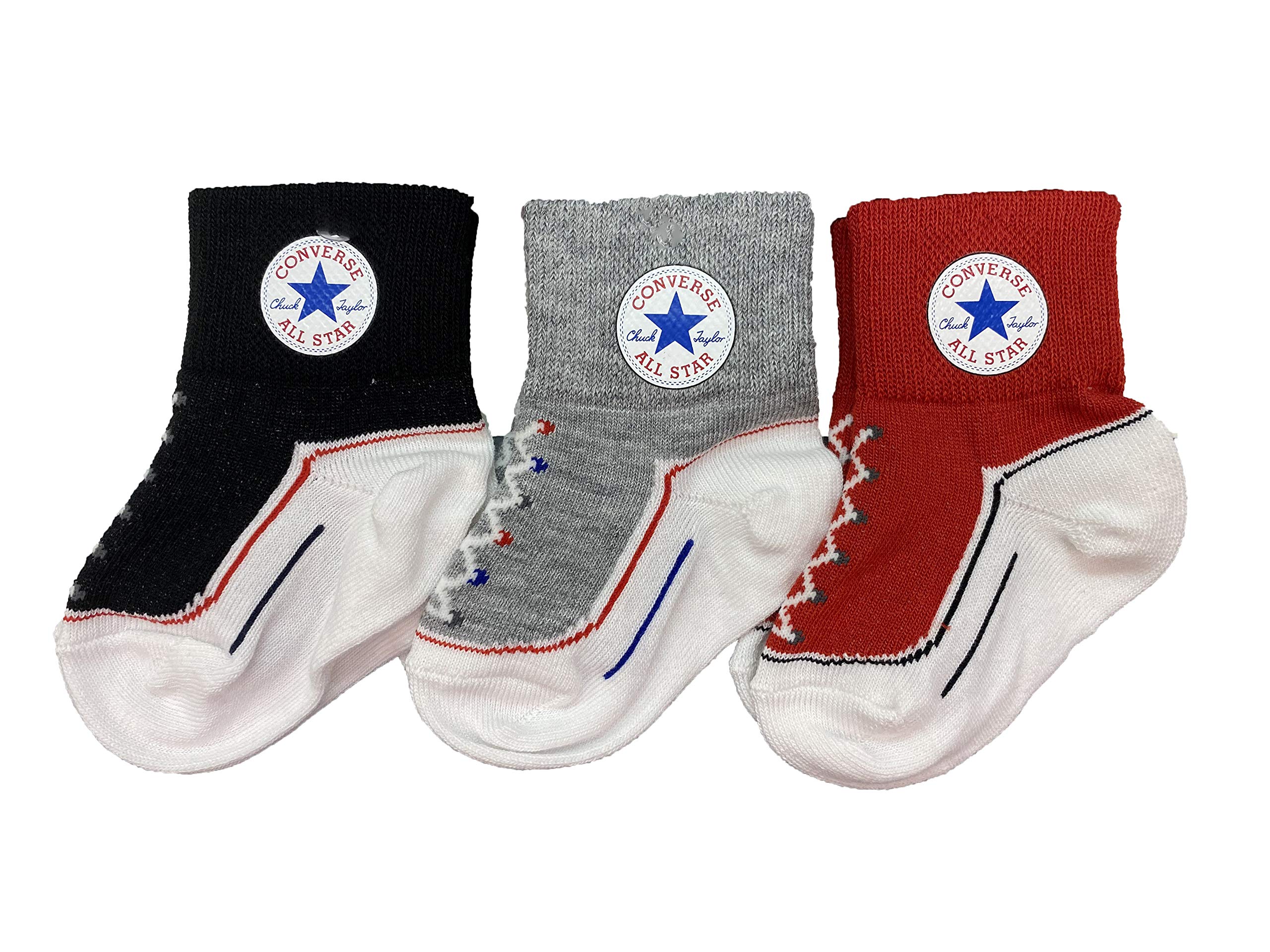 Converse Infant Socks 3 Pack (Grey(MC0172-023)/Black/Red
