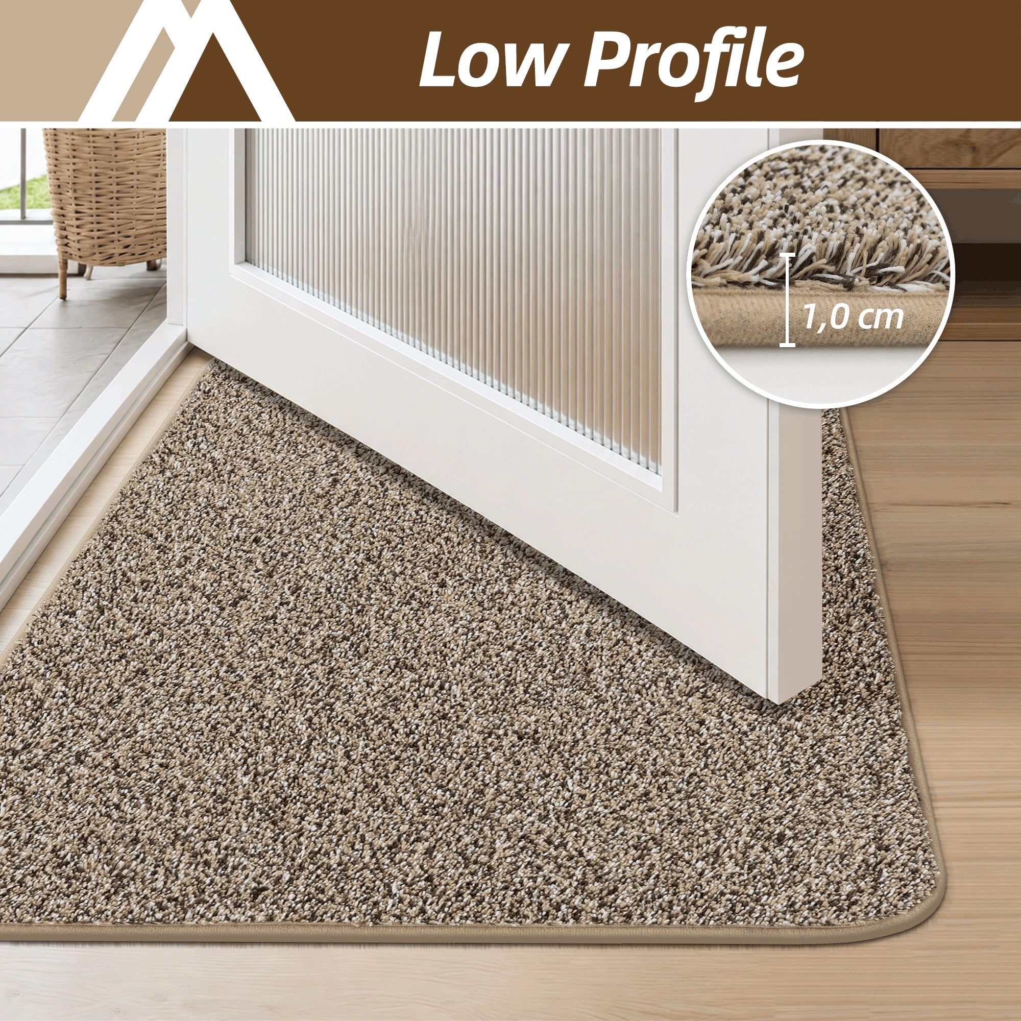 COSY HOMEER Felpudo interior 90 x 150 cm, suave, absorbente y antimanchas, antideslizante, perfil bajo, lavable a máquina, para puerta trasera, entrada, pasillo, cocina, color beige