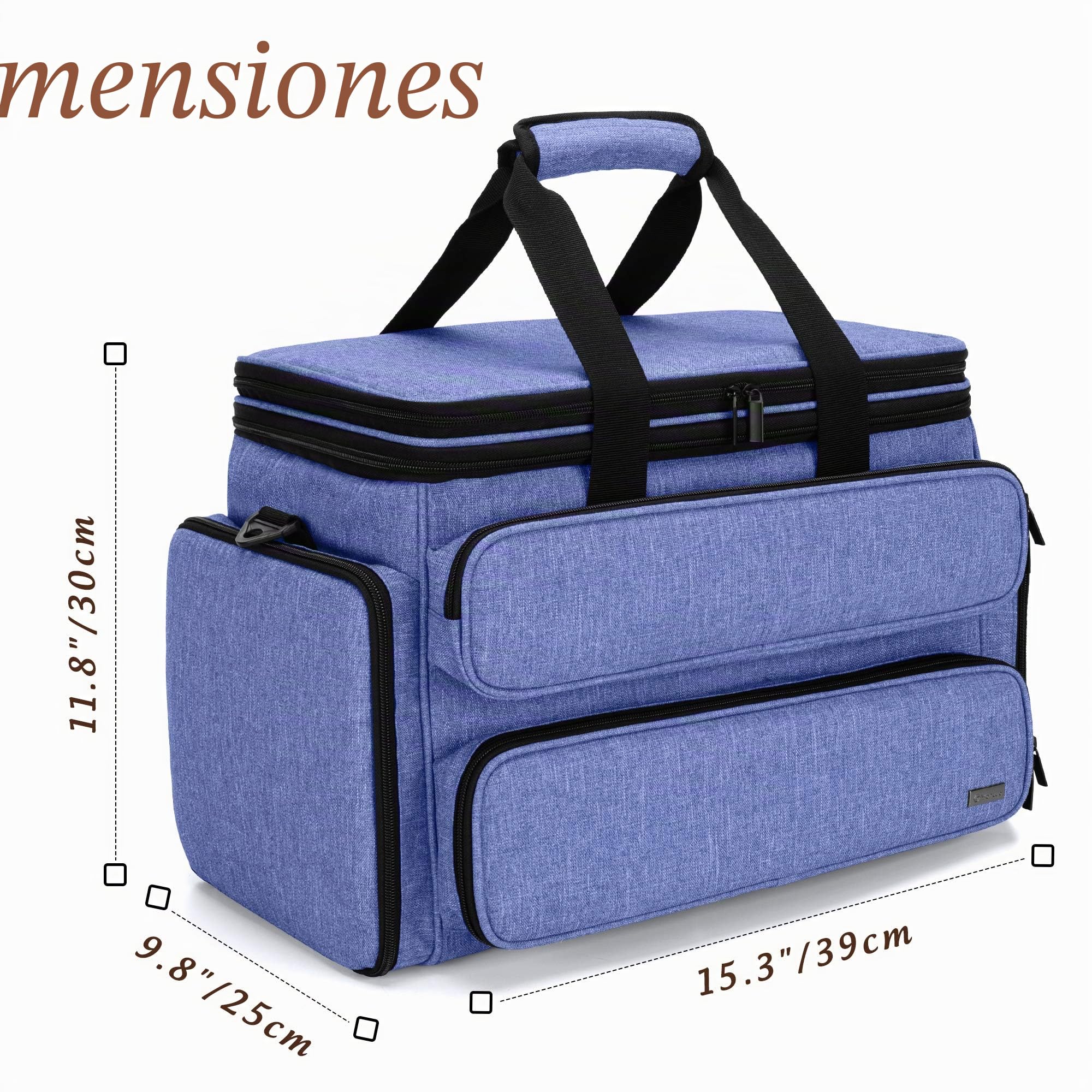 Yarwo Bolsas de Labores, Organizador para Lanas con Cubierta, Bolsa de Almacenamiento para Agujas de Tejer (Hasta 35.5cm), Ganchillos, Ovillos de Hilo y Otros Accesorios, Azul (Solo Bolsa)