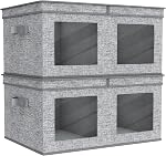 Bacs de rangement Univivi 4 PCS avec couvercles, boîtes de rangement pliables avec fenêtre transparente, bac de rangement en tissu avec couvercle pour rangement dans le placard (17 po - 4 paquets)