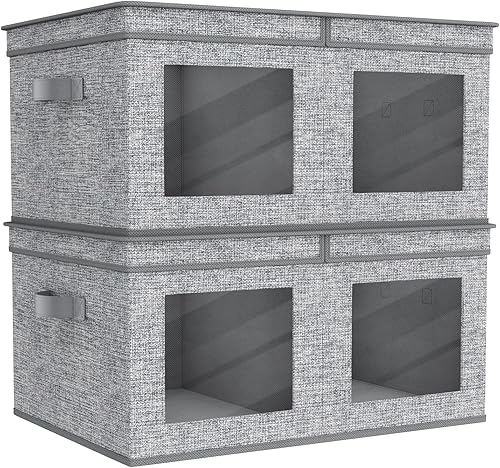 Univivi Contenedores de almacenamiento grandes de tela plegables con tapas paquete de 2 cajas de almacenamiento plegables para ropa, organizador de disponible en Yaxa Colombia