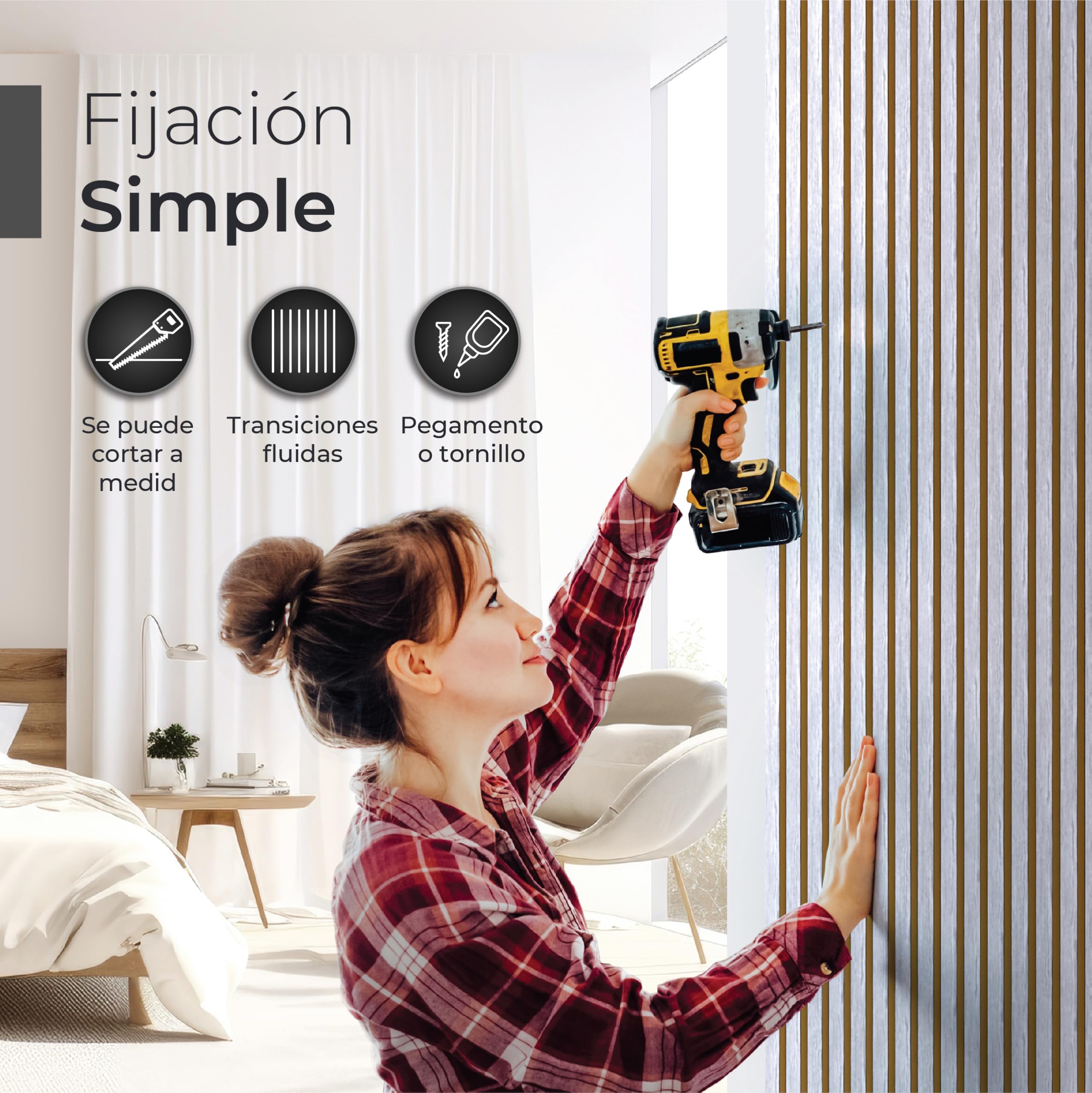 Paneles acústicos de madera, 2 piezas de 120 x 60 cm (= 1,44 m²) - Fieltro acústico (gris) y chapa de madera auténtica (peral) - Revestimiento de pared 3D, aislamiento acústico