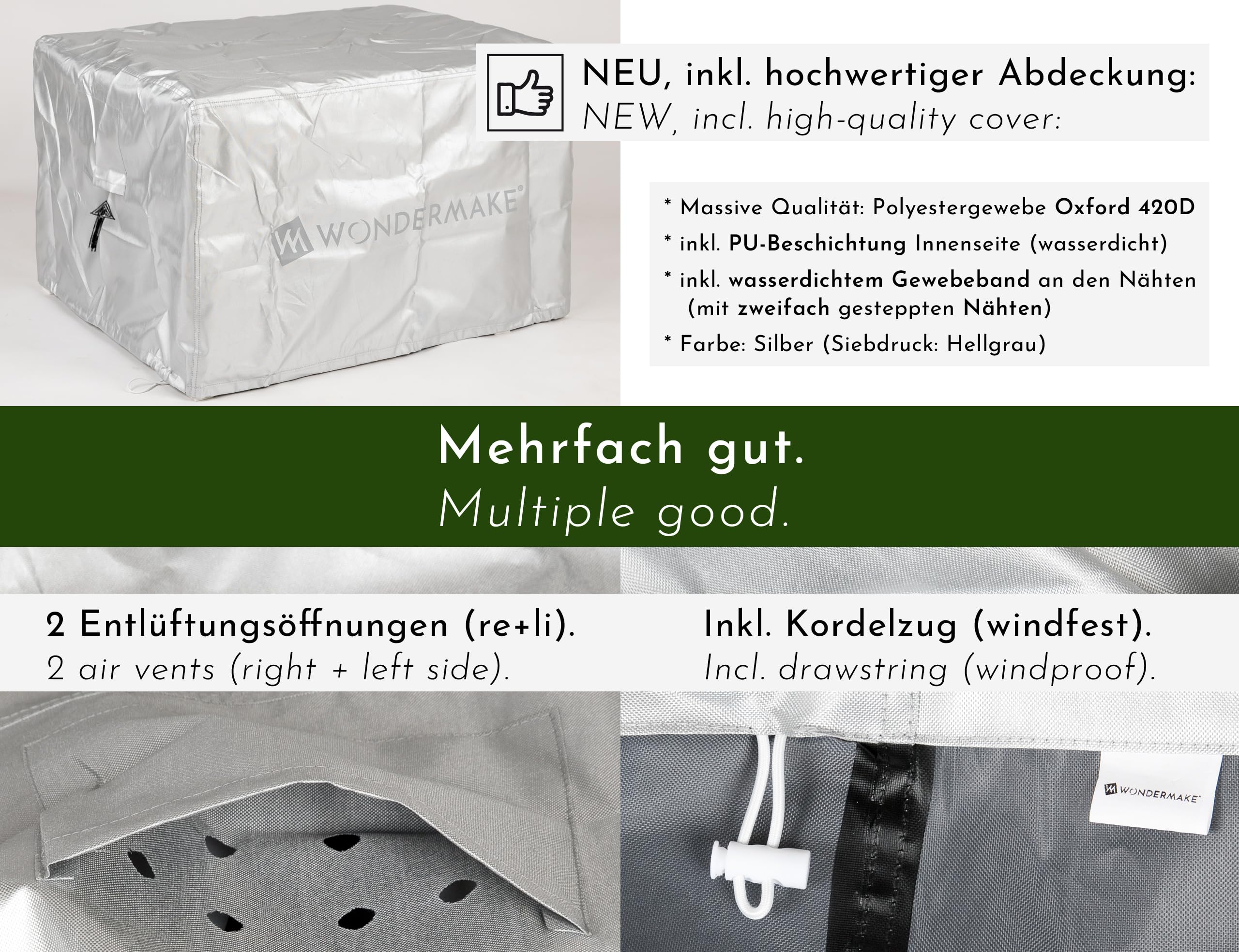 Design Kindersitzgruppe Outdoor Garten Holz mit Abdeckung, Kinder-Sitzgarnitur Indoor Picknick-Gruppe ab 3 Jahre, weiß bunt