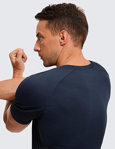 Miniatura 5 de CRZ YOGA Crewneck Workout Shirts for Men - Quick Dry Running Athletic T-Shirts Lightweight Basic Tops