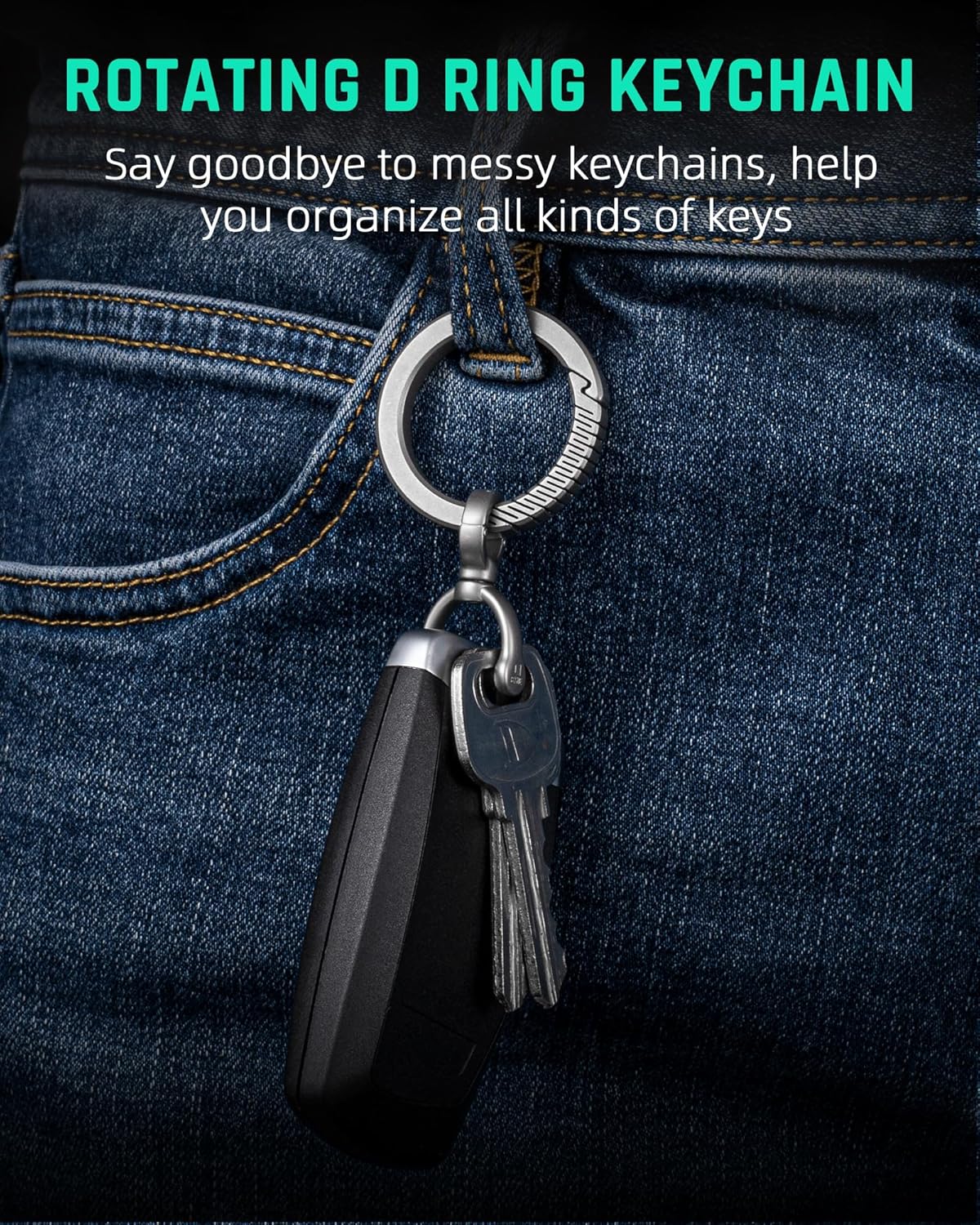 TISUR Stainless Steels Key Ring for Car,D Ring Keychain with Screw Shackle,Heavy Duty Key Chain Fob Rings DIY Purse Accessories - Image 5