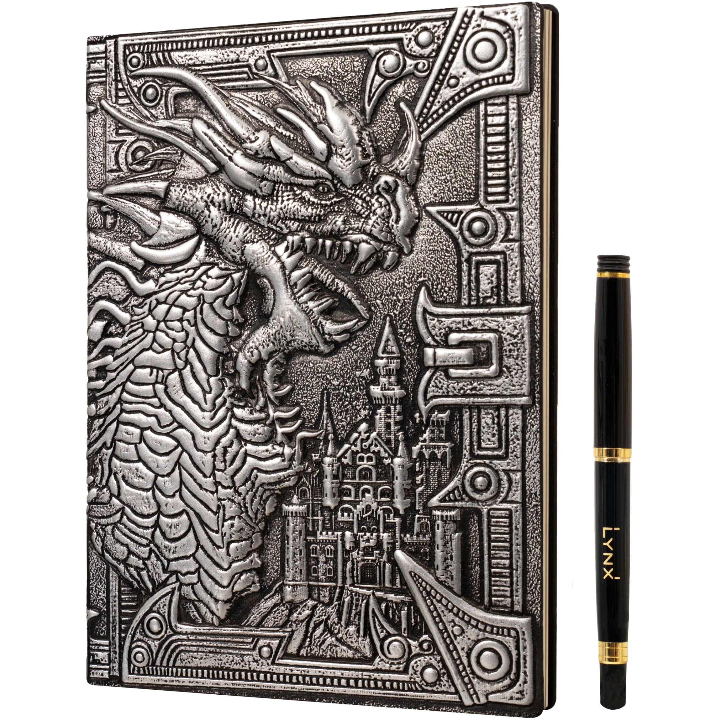 Sponsored Ad – DND Notebook / Journal, Unique 200 Page Book with 3D Silver Dragon Embossed Faux Leather Cover with Pen- Ideal for Dungeons & Dragons / D&D. Great RPG Accessories Gift for DM's & Players, Men or Women