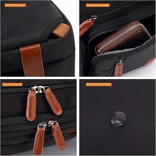 Miniatura 6 de CoolBELL Mochila convertible tipo mensajero, bolsa de hombro, maletín para laptop, maletín de negocios, mochila de viaje multifuncional para laptop