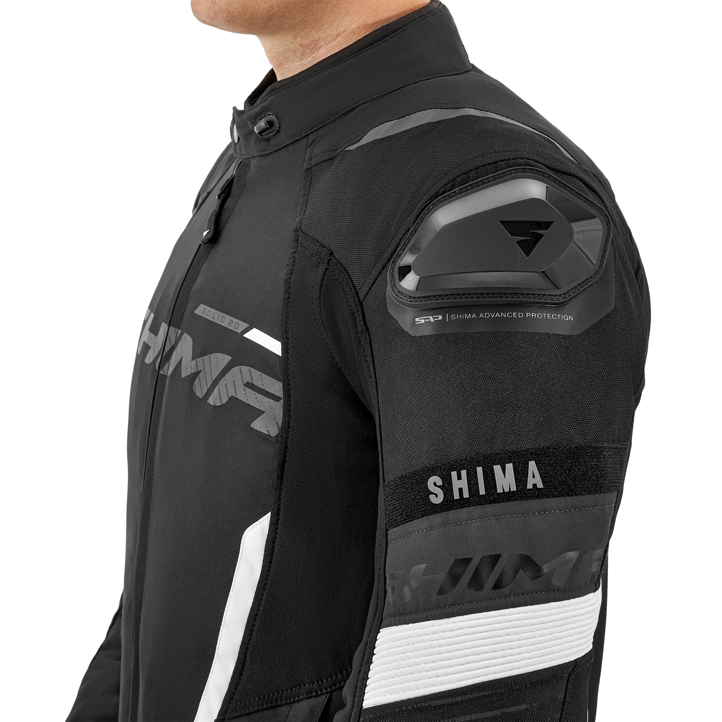 SHIMA SOLID Veste Moto Homme Homologué AIRFORCE Dorsale Blouson Armure Protecion Vestes Imperméable Textile Vetement Hiver Ete Touring Motos Aventure équipements (Hommes, Blanc, Regular, 4XL) | Ventilation optimisée
