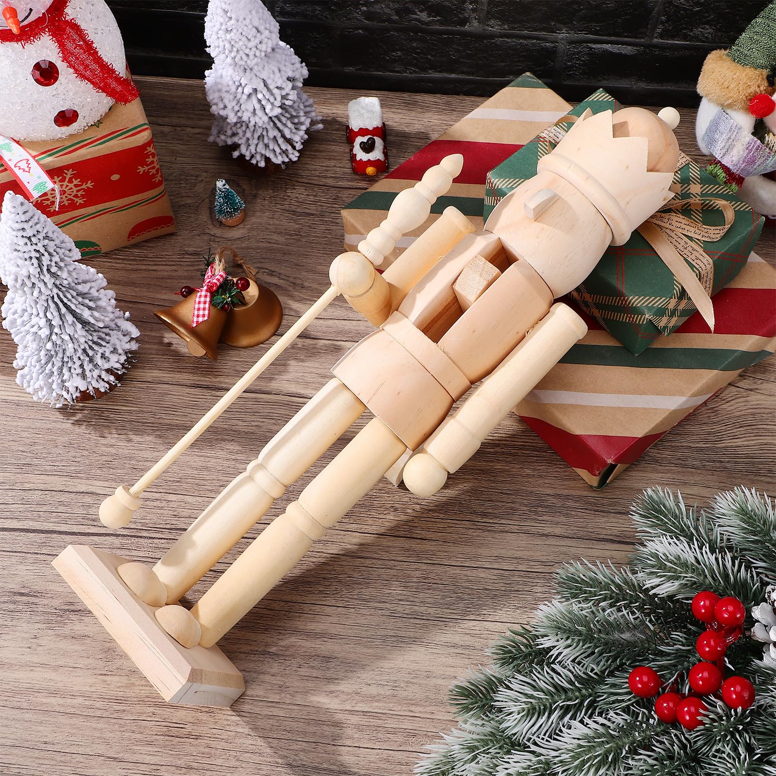 IMIKEYA Marionettenkönig Soldat Nussknacker Aus Holz Unvollendete Nussknackerfigur Aus Holz Figur Aus Soldat Figur DIY Unbemalter DIY