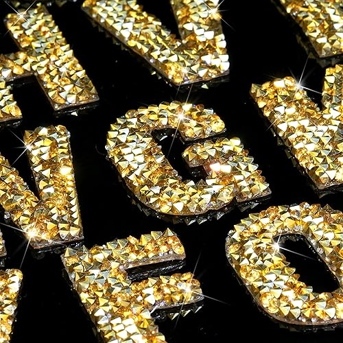 Miniatura 8 de Locacrystal 68 piezas de pegatinas de letras de alfabeto de resina brillante con diamantes de imitación A-Z, autoadhesivas, para decoración de