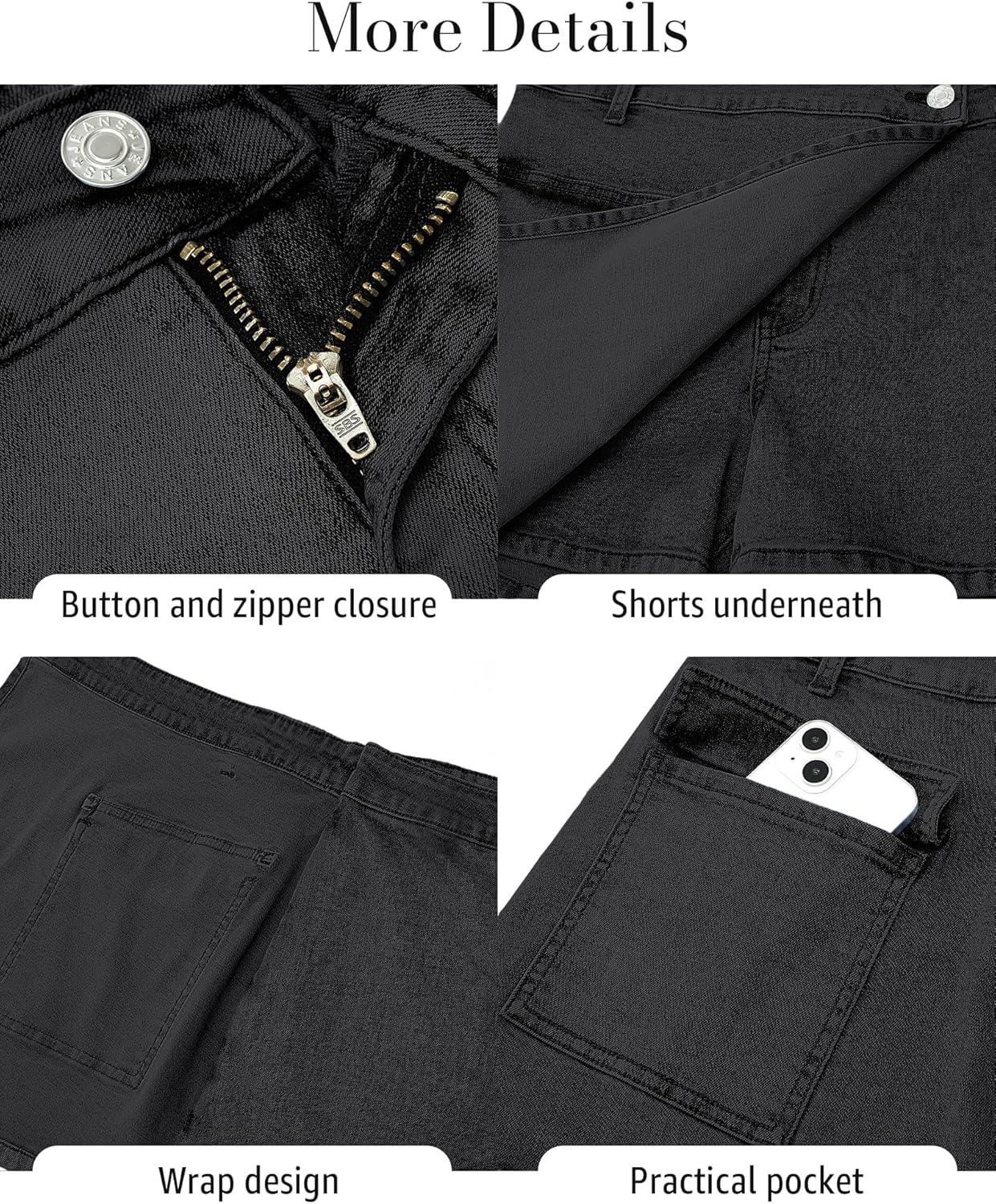 luvamia Denim Skorts for Woman Cargo Faux Wrap Jean Skort Skirts Stretchy High Waisted Skirt Shorts Country Concert Wear - Image 7