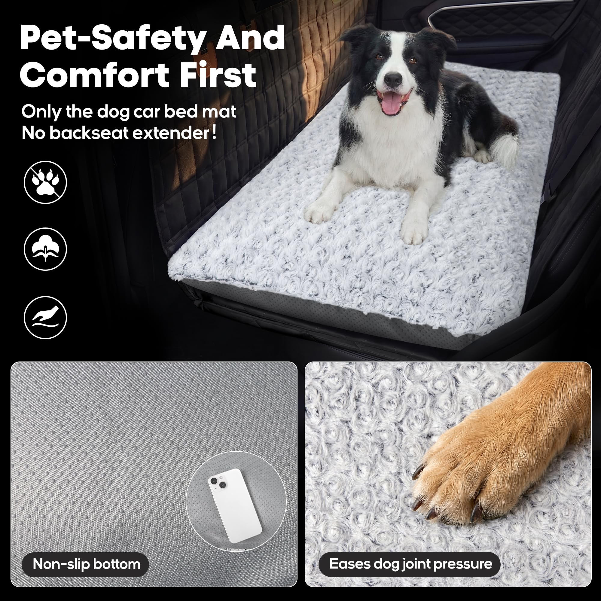 Loiion Cama Perro Coche Asiento, Alfombra Antideslizante, 122x62x7cm | Funda Asiento Coche Perro, Cama Perro Desenfundable y Lavable, Impermeable, Desmontable Lavable
