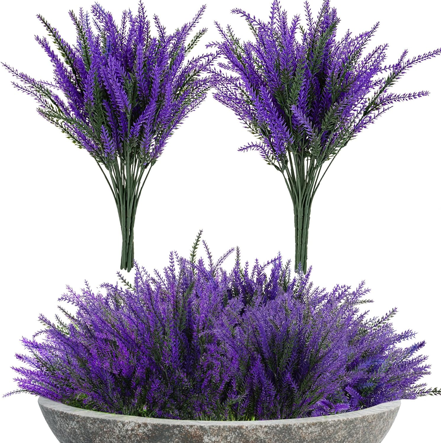 Artificial Lavender Flowers - 9 Pcs Faux Lavender Plant Artificial Fake Plastic Purple Flowers for Home Room Window Wedding Garden Table Centerpieces Vase Outdoors Indoor Decor