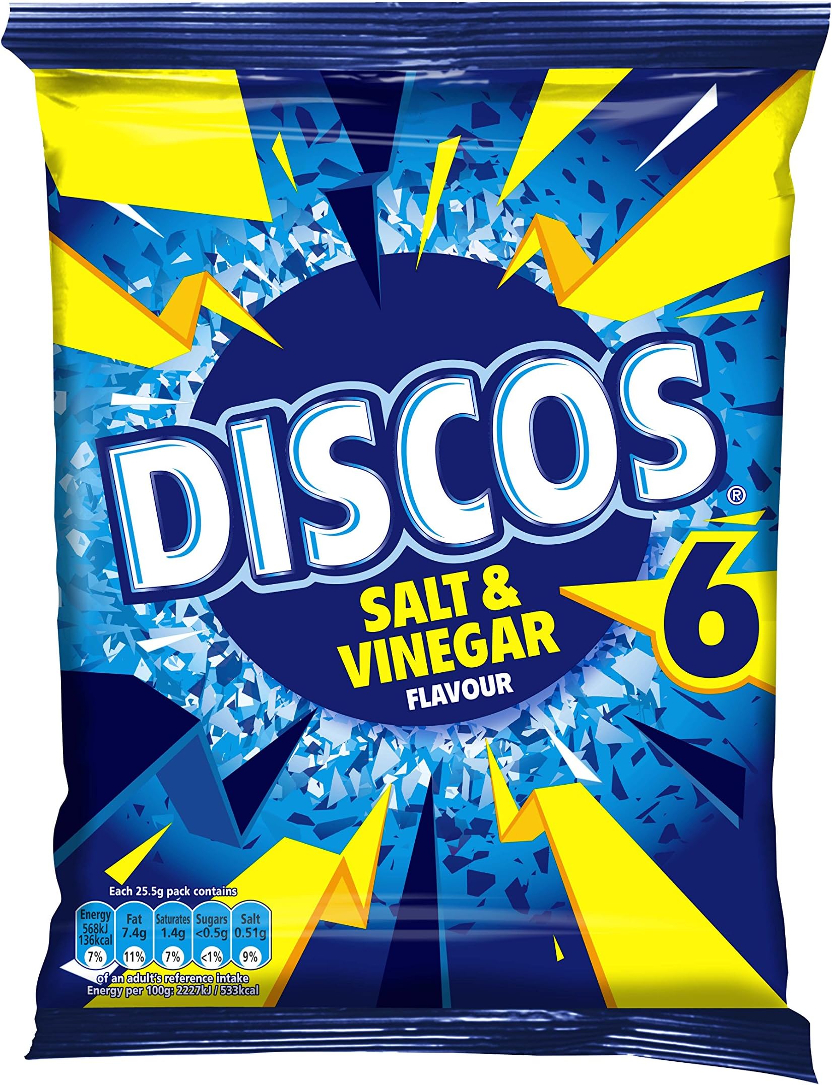 Discos Salt and Vinegar Potato Crisps, 25.5 g, Pack of 28