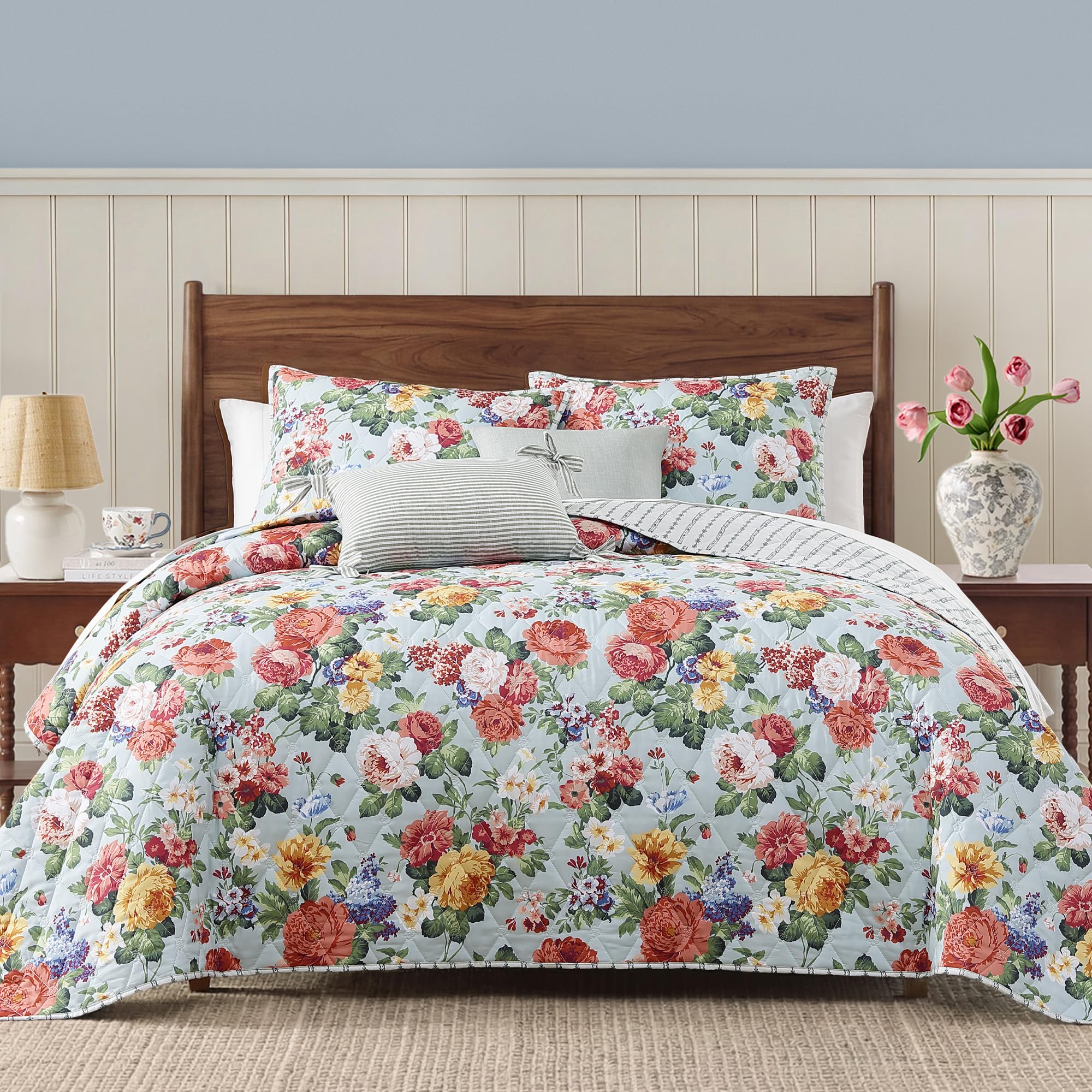 WRENSONGE Sage Green Floral Quilt Set