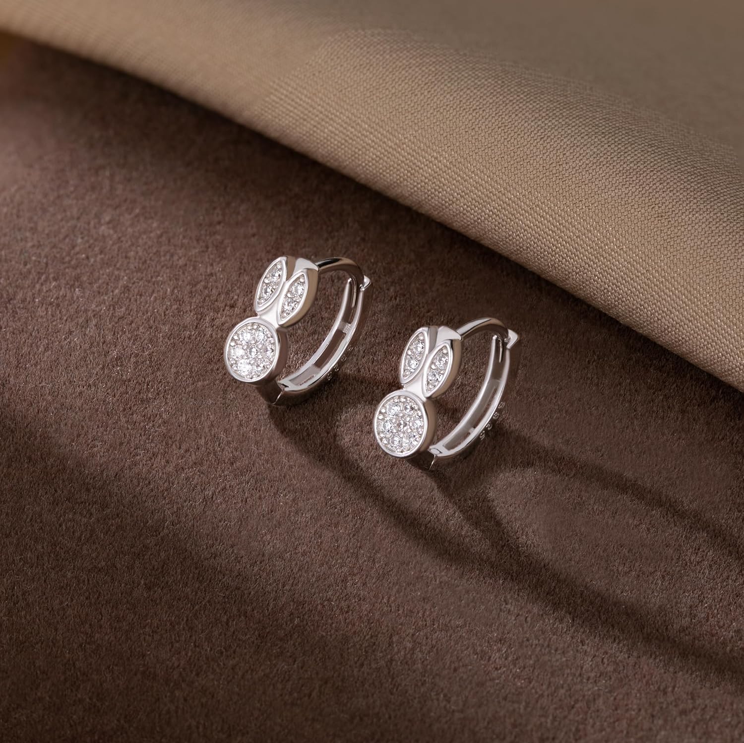 SLUYNZ Solid 925 Sterling Silver CZ Rabbit Earrings Hoop for Women Teen Girls Easter Bunny Hoop Earrings Huggie - Image 4