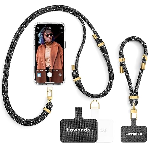 2 almohadillas de cordón ajustable para teléfono celular, correa para el cuello + cordón universal para la muñeca para teléfono celular + 2 pestañas