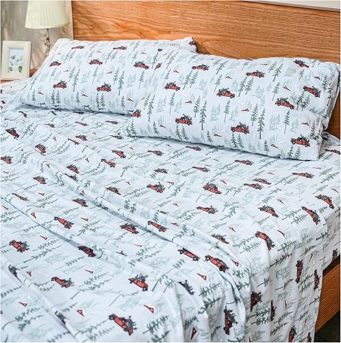 Miniatura 2 de RUVANTI Sábanas de franela tamaño Queen Certificado GOTS 100% algodón orgánico, juego de 4 piezas cálidas, suaves y transpirables, bolsillo