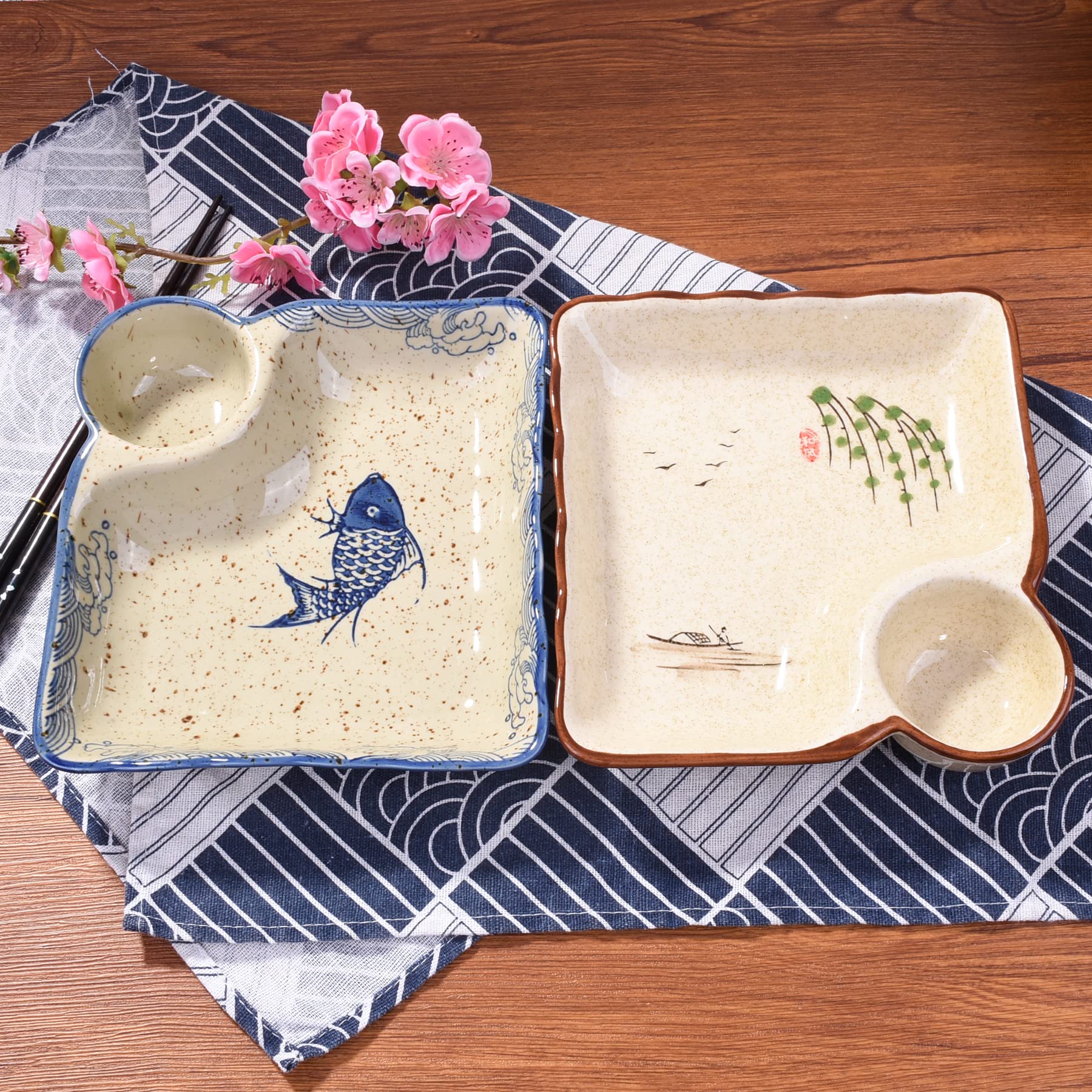 Amazon.co.jp: Whitenesser 寿司皿2枚セット 異なるスタイル