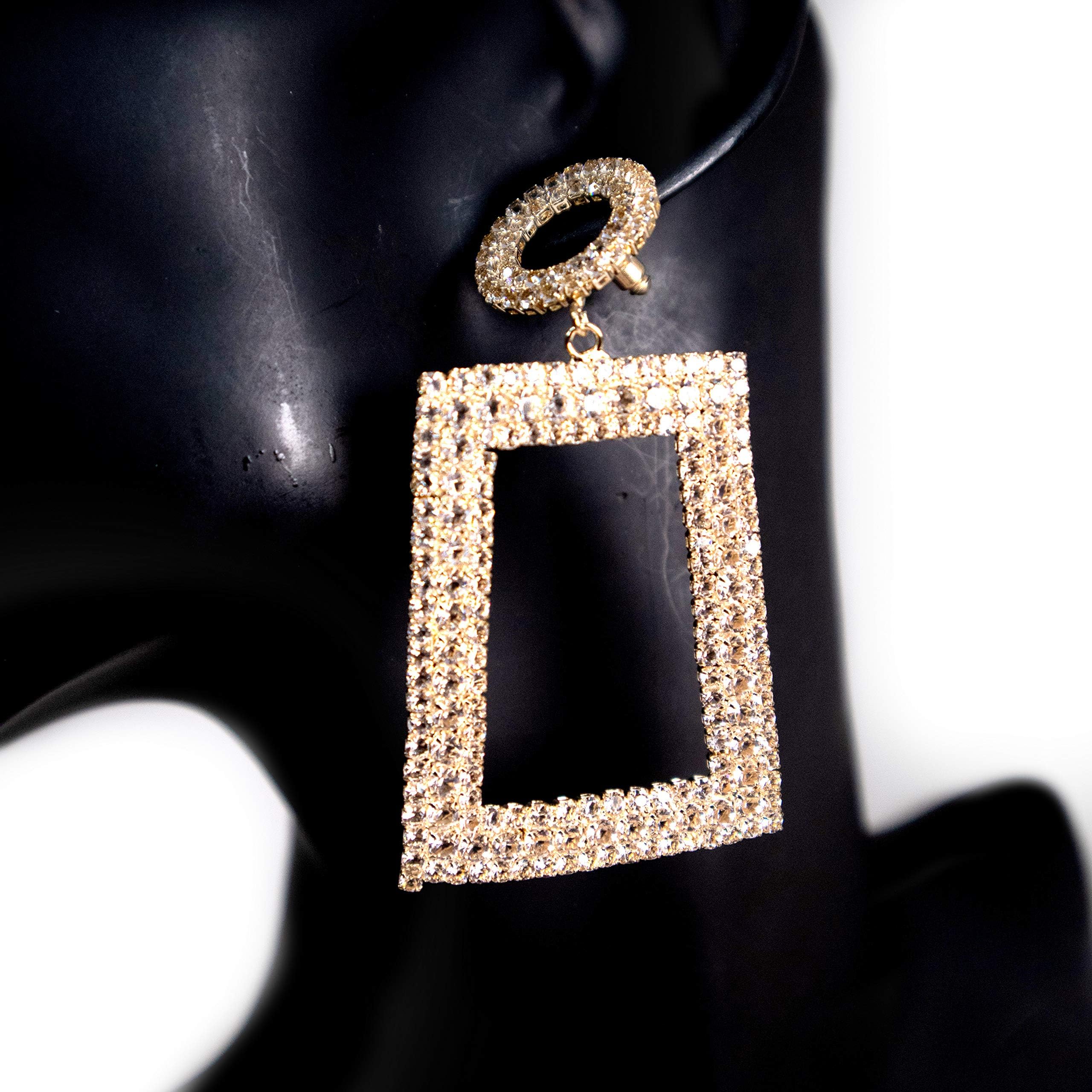 Heavens Dew (TM) Creative Bow and Square Gold Color Designer High Quality Glittering Earrings for Women & Girls Perfect Gift for Birthday, Anniversary, and Valentine’s Day X9V